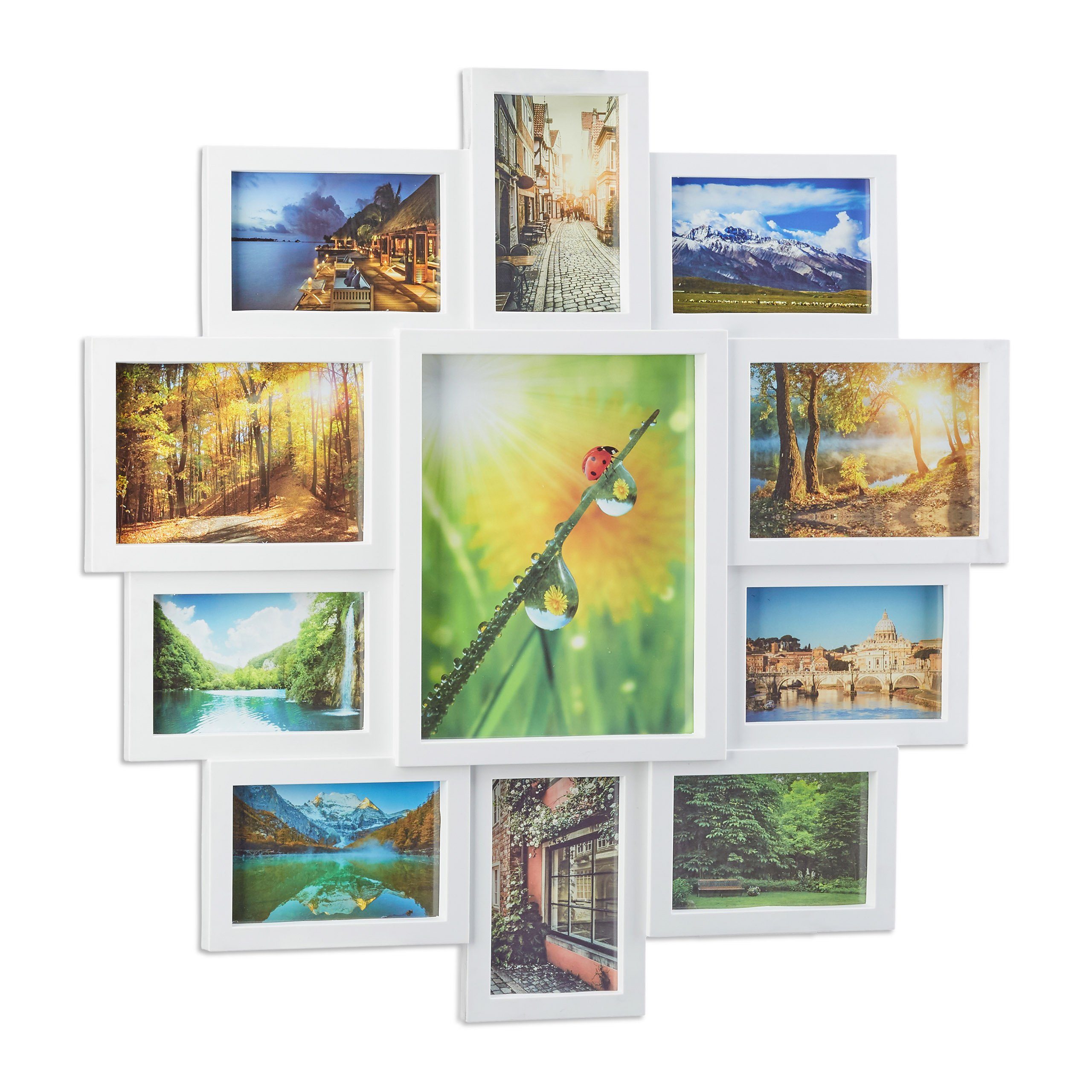 relaxdays Staffelbilderrahmen Bilderrahmen Collage 11 Fotos, weiß günstig online kaufen