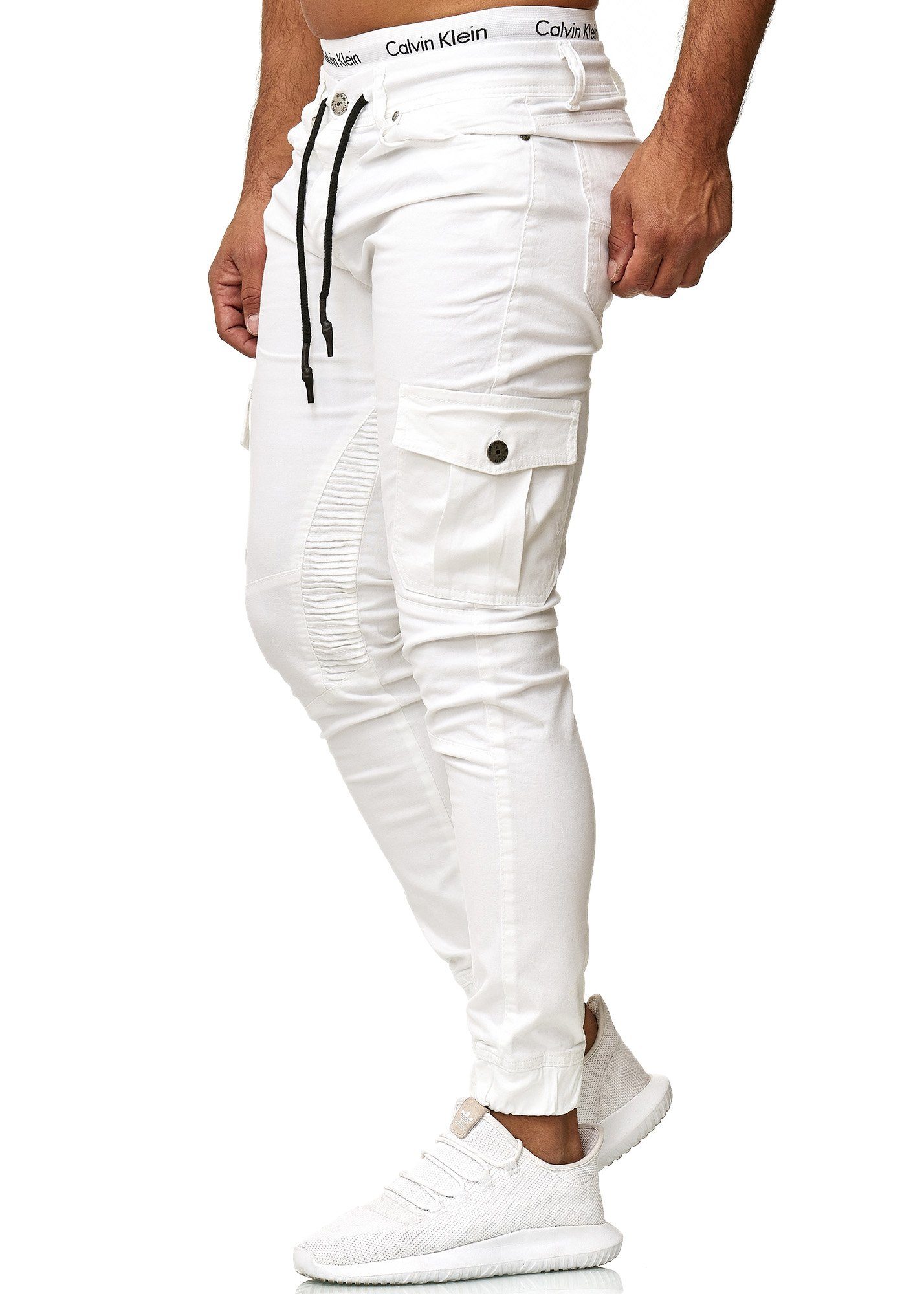 OneRedox Straight-Jeans 3207C (Chino Cargohose Streetwear, 1-tlg) Freizeit Business Casual Weiß