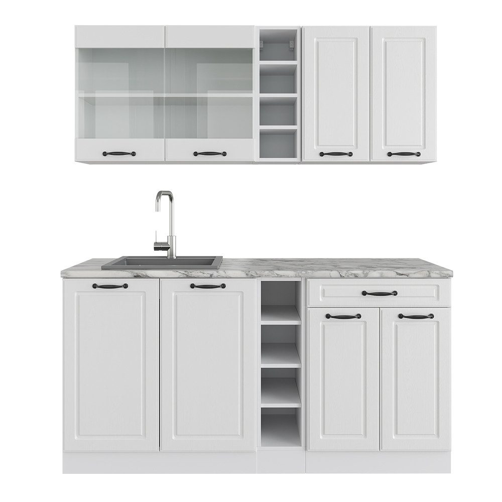 Vicco Кухниzeile R-Line, Weiß Landhaus/Weiß, Ohne Arbeitsplatten