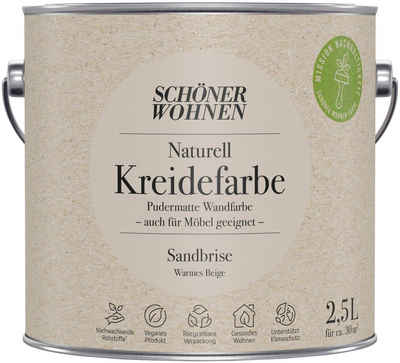 SCHÖNER WOHNEN FARBE Wand- und Deckenfarbe Naturell Kreidefarbe, 2,5 Liter, pudermatt, auch für Möbel geeignet, German Brand Award 2023