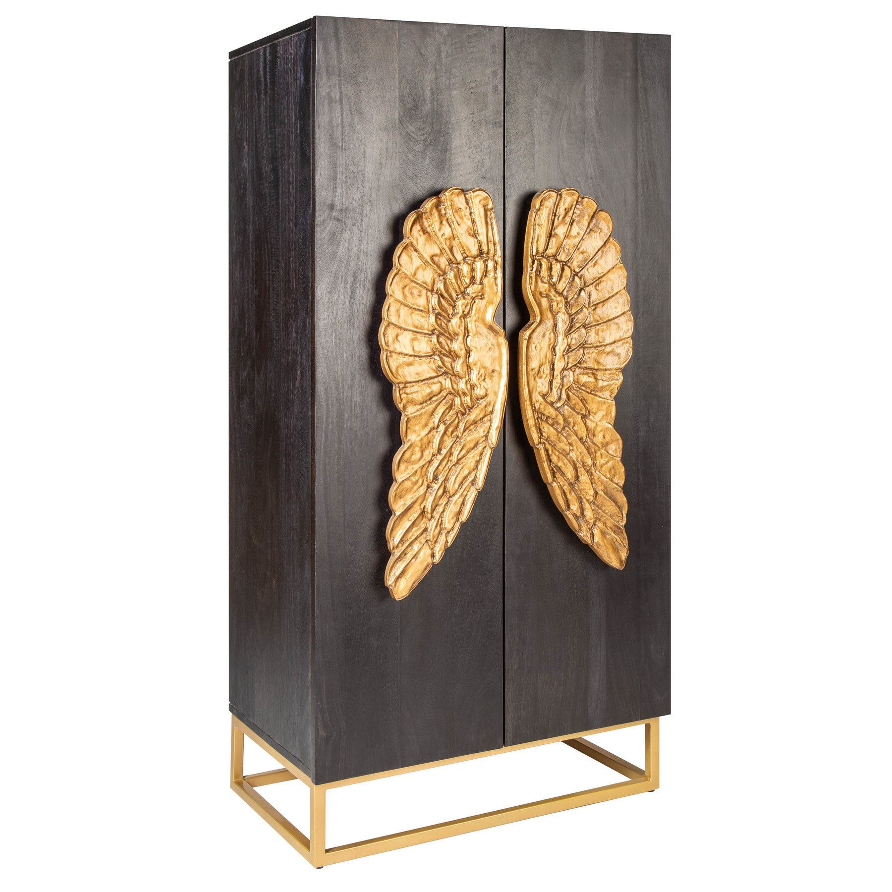 riess-ambiente Highboard ANGEL 140cm schwarz / gold, Massivholz · Anrichte günstig online kaufen