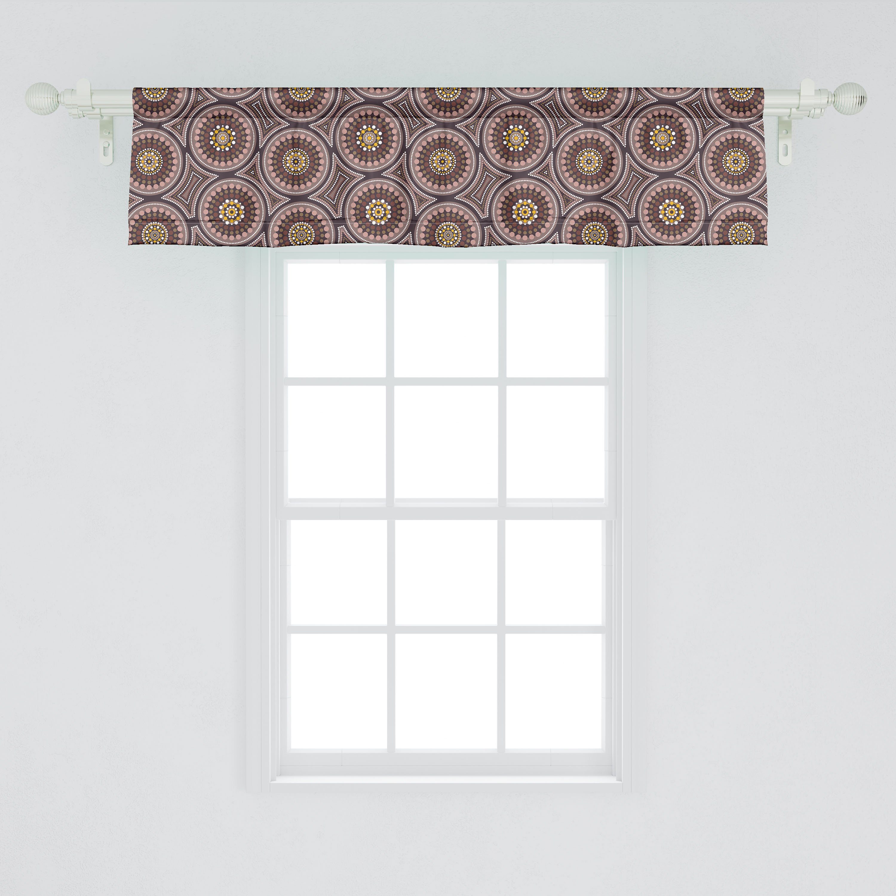 Schlafzimmer Vorhang Microfaser, für Stangentasche, mit Komplizierte Küche Dekor Dots Volant Abakuhaus, Abstrakt Wie Mosaic Scheibengardine