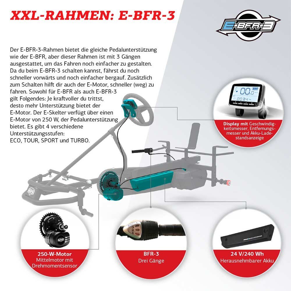 Go-Kart Gokart XXL X-Treme E-Motor Hybrid Dreigangschaltung orange E-BFR-3
