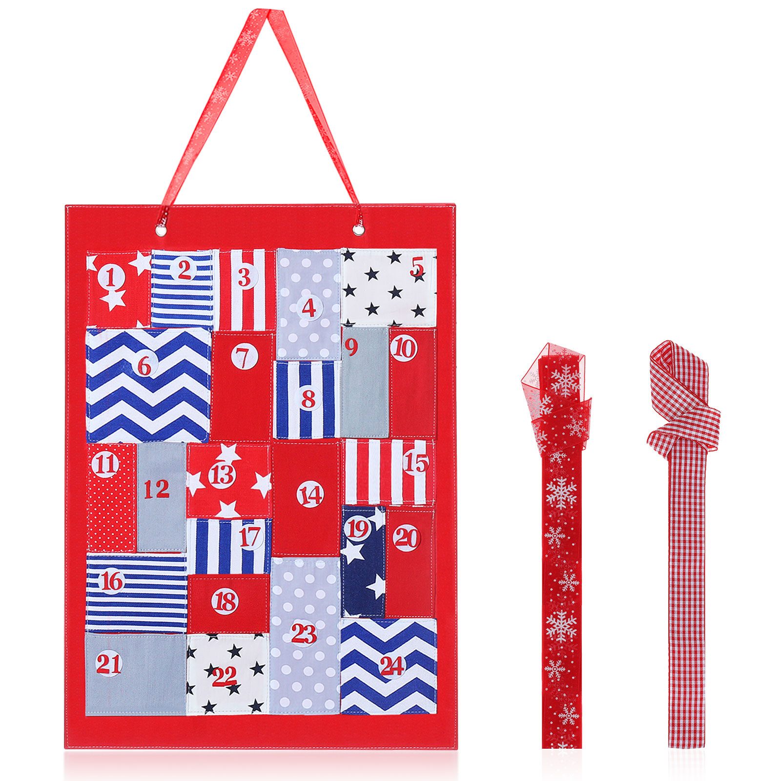 NASUM Адвент-календарь своими руками Roter Weihnachtswandkalender zum Selbstbefüllen (Adventskalender-Set, 24-tlg), Festliche Vorfreude für Dein Zuhause