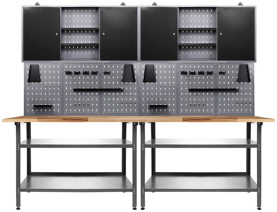 ONDIS24 Werkstatt-Set Nobbi, 240 cm, Optimal für den Heimwerker in Garage,  Werkstatt oder Keller