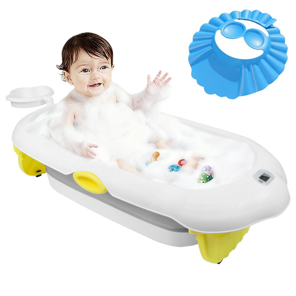 JEOBEST Babybadewanne Baby Badewanne mit Integriertem Thermometer und Badewannensitz, (Babygeschenk) Badebecken Duschwanne für Neugeborene Kleinkinder