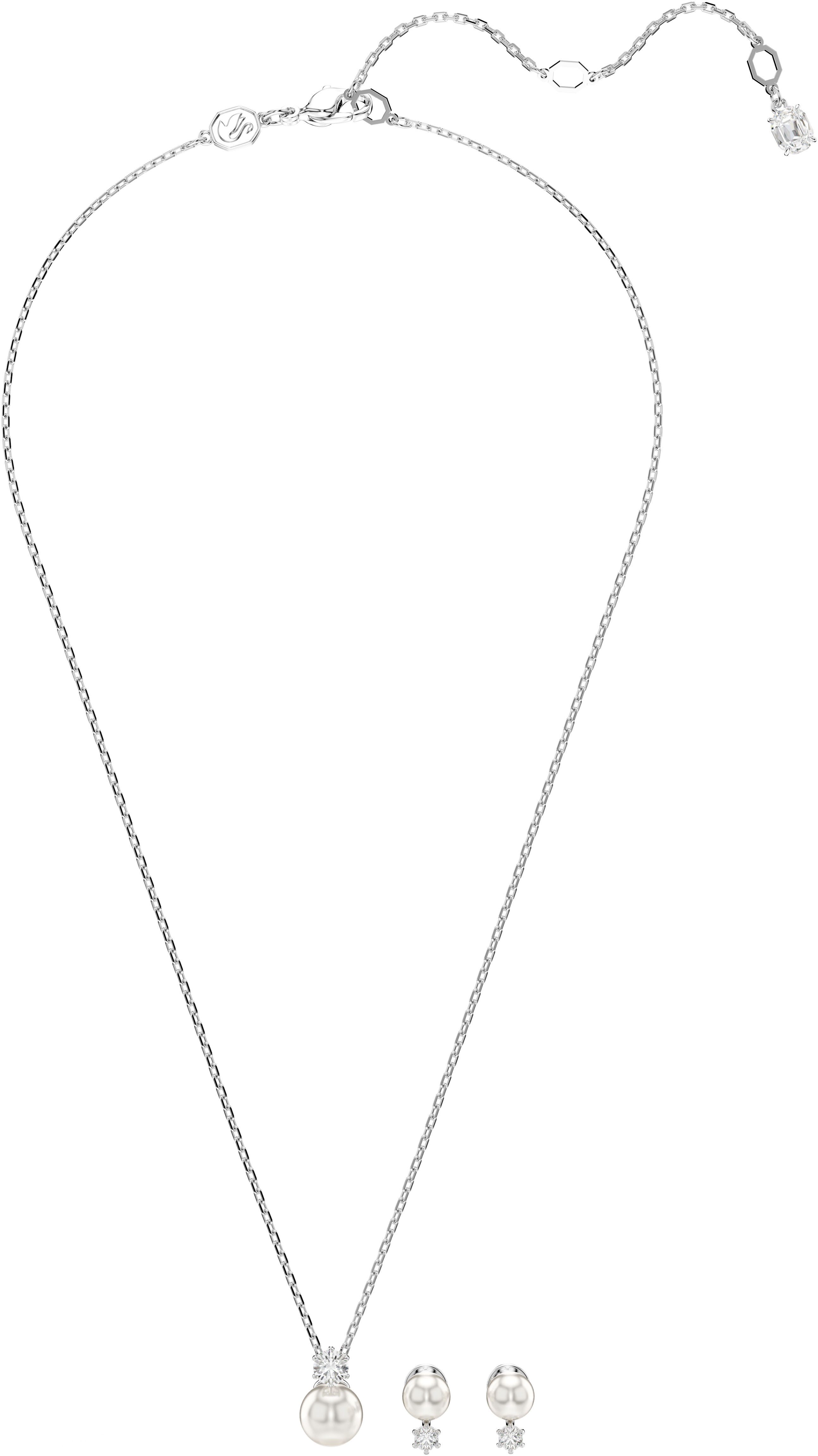 Swarovski Ohrring und Ketten Set Schmuckset Multipack Schmuck Geschenk Matrix (Set, 3-tlg), mit Swarovski® Kristallen, mit Swarovski® Perle