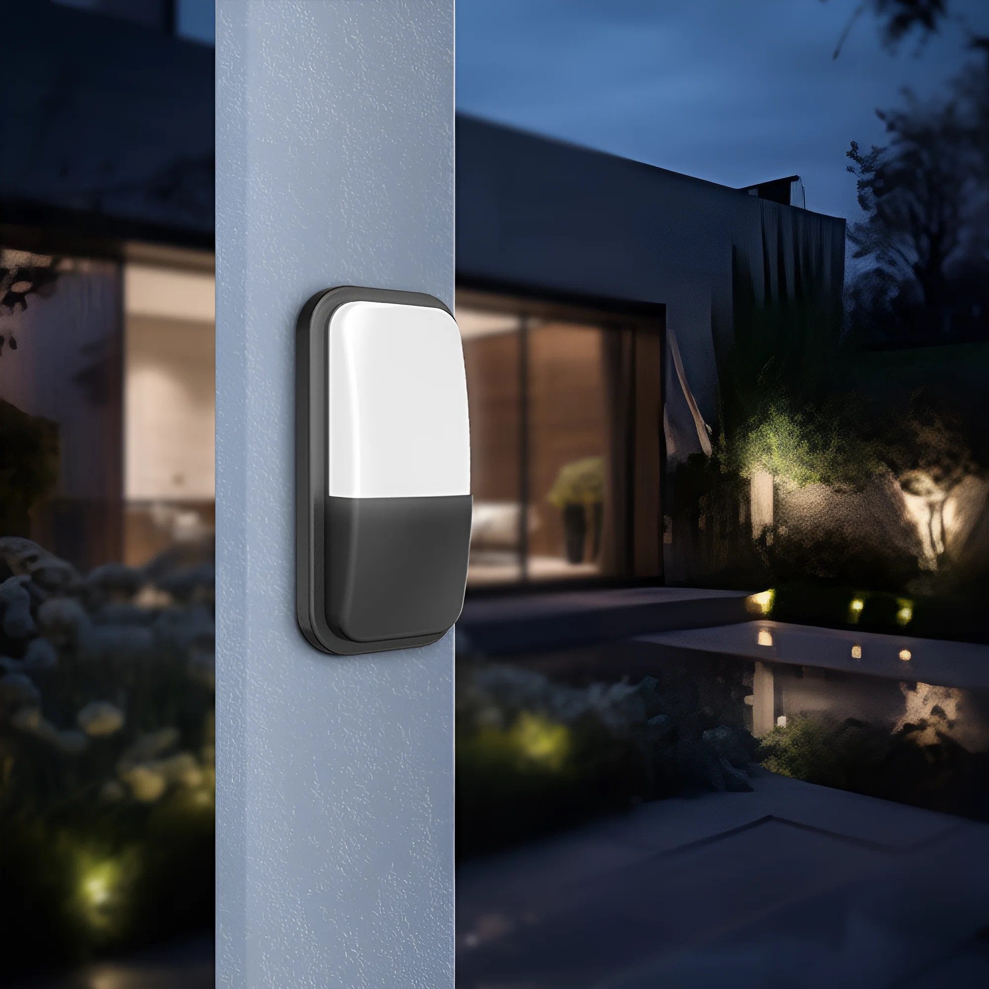 Braytron LED Wandleuchte LED Wandleuchte Außen Eckig 15W 3000K IP65 Wandlampe Grau, LED fest integriert, Warmweiß, Energieeffizient, Langlebig, Wetterfest, Spritzwassergeschützt
