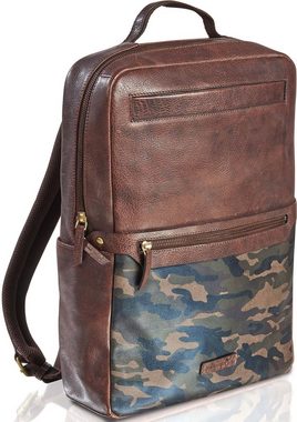 Packenger Laptoprucksack Urban Style, Dallas, Camouflage mit Powerbank und USB-Schleuse, Arbeitsrucksack Freizeitrucksack mit Powerbank und USB-Schleuse