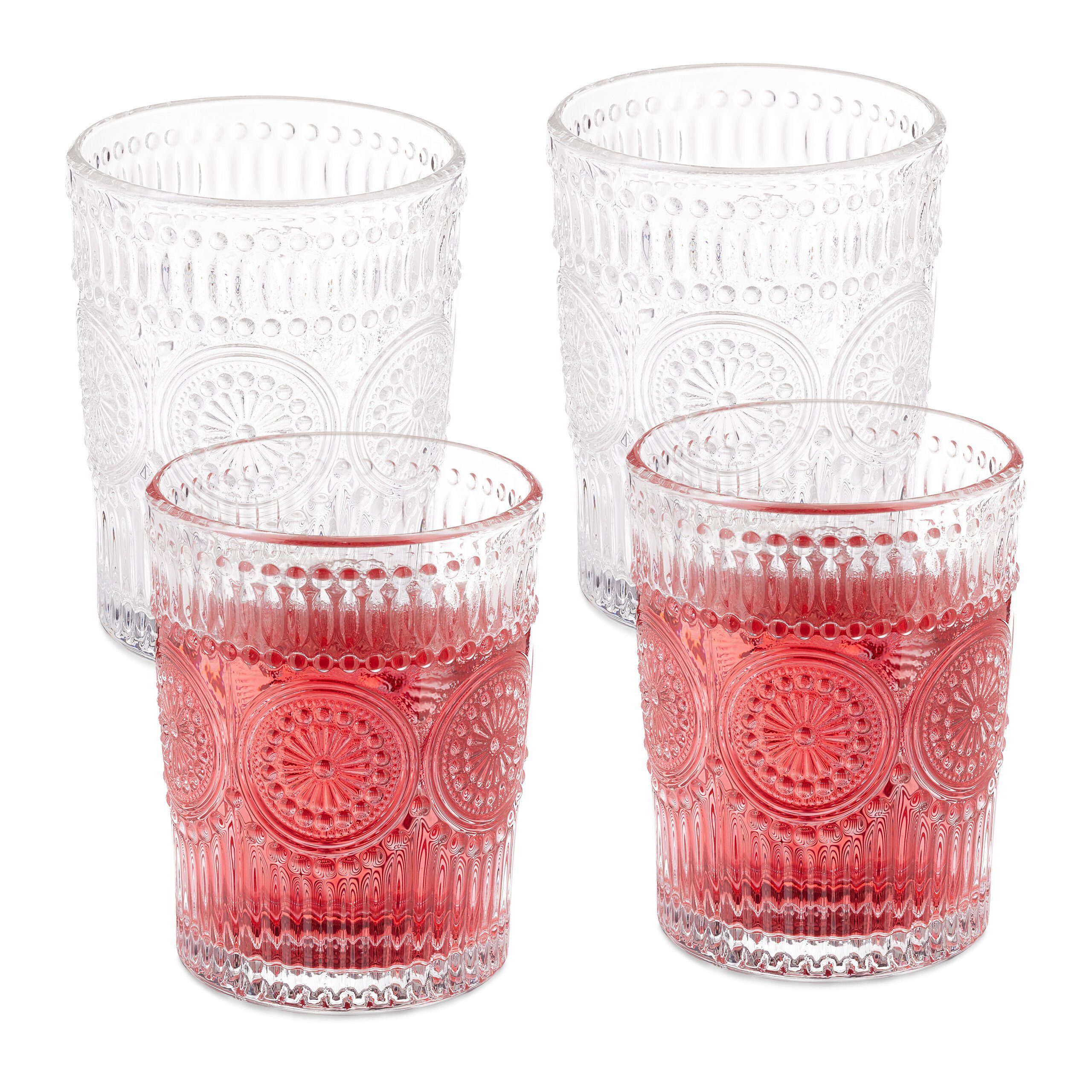 relaxdays Скло-Set Vintage Trinkgläser 4er Set 300 ml, Glas