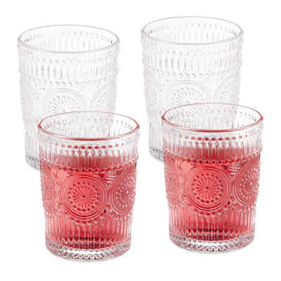 relaxdays Gläser-Set Vintage Trinkgläser 4er Set 300 ml, Glas