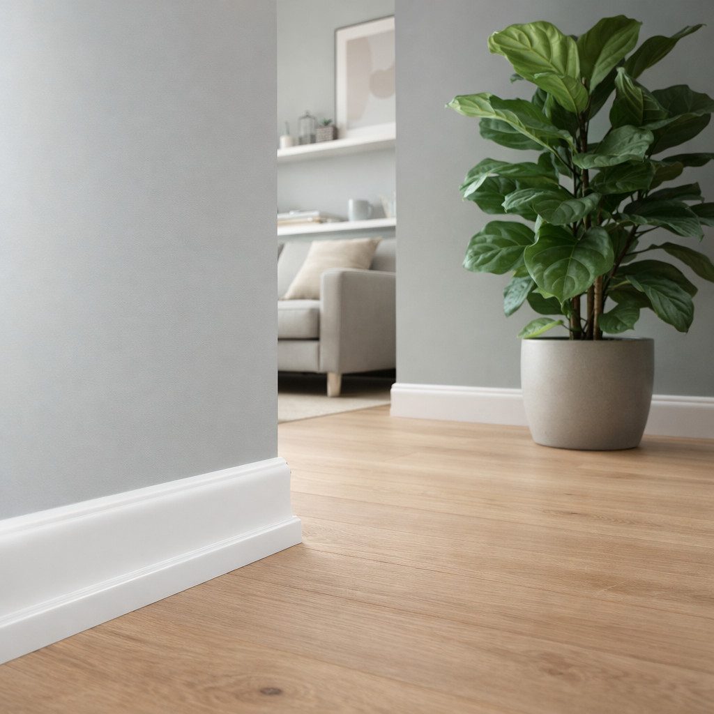 Südbrock Sockelleiste Sockelleiste weiß 20 x 40 MDF foliert RAL 9016 Fußleiste, L: 250 cm, H: 4 cm, 1-St.