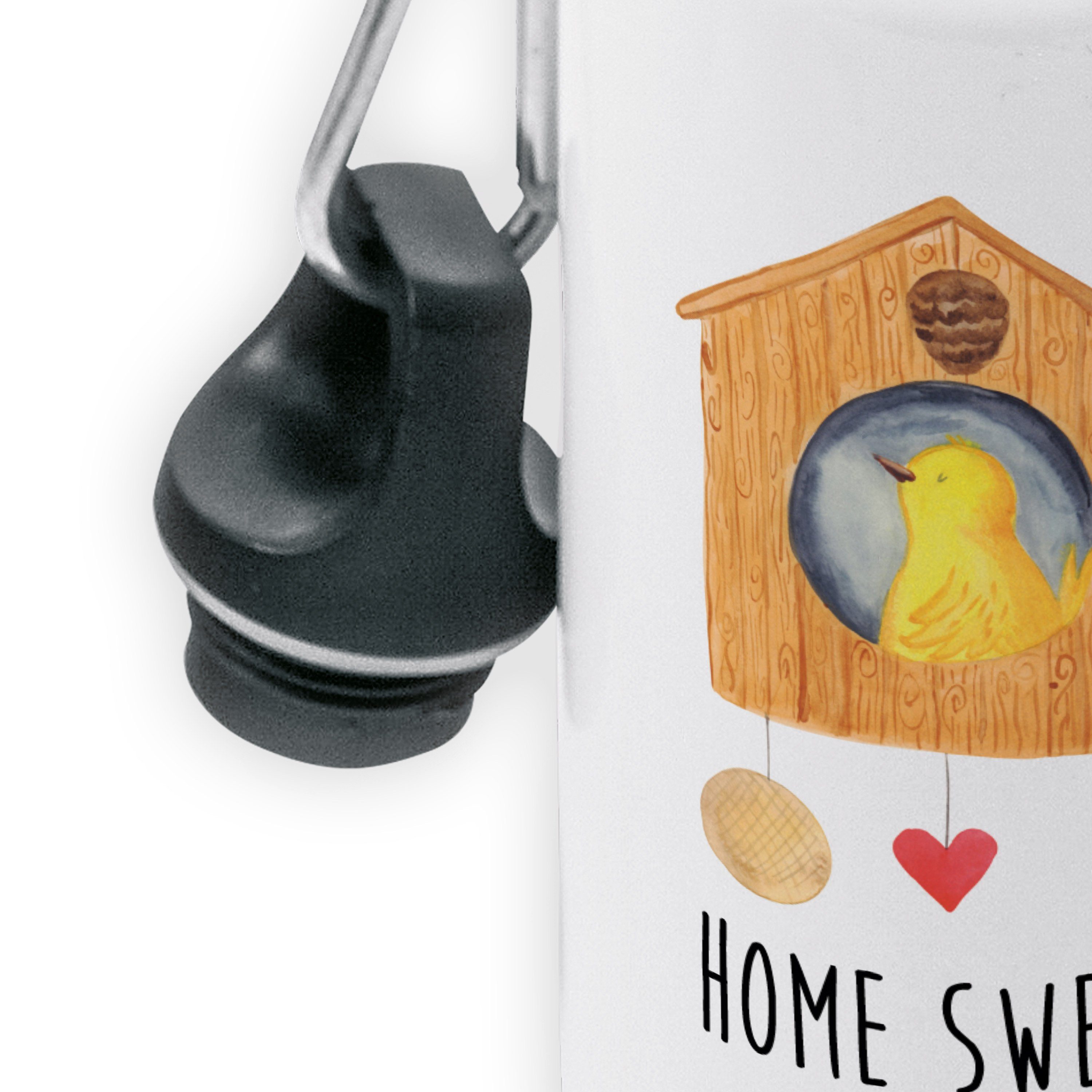 Home - Mrs. T Einzug, Kindertrinkflasche, Weiß Vogelhaus - Mr. Trinkflasche Geschenk, sweet Panda &