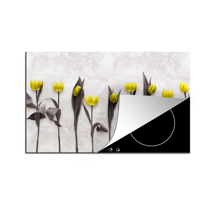 MuchoWow Herdblende-/Abdeckplatte Blumen - Tulpen - Marmor Vinyl (1 tlg) Ceranfeldabdeckung für die küche Induktionsmatte