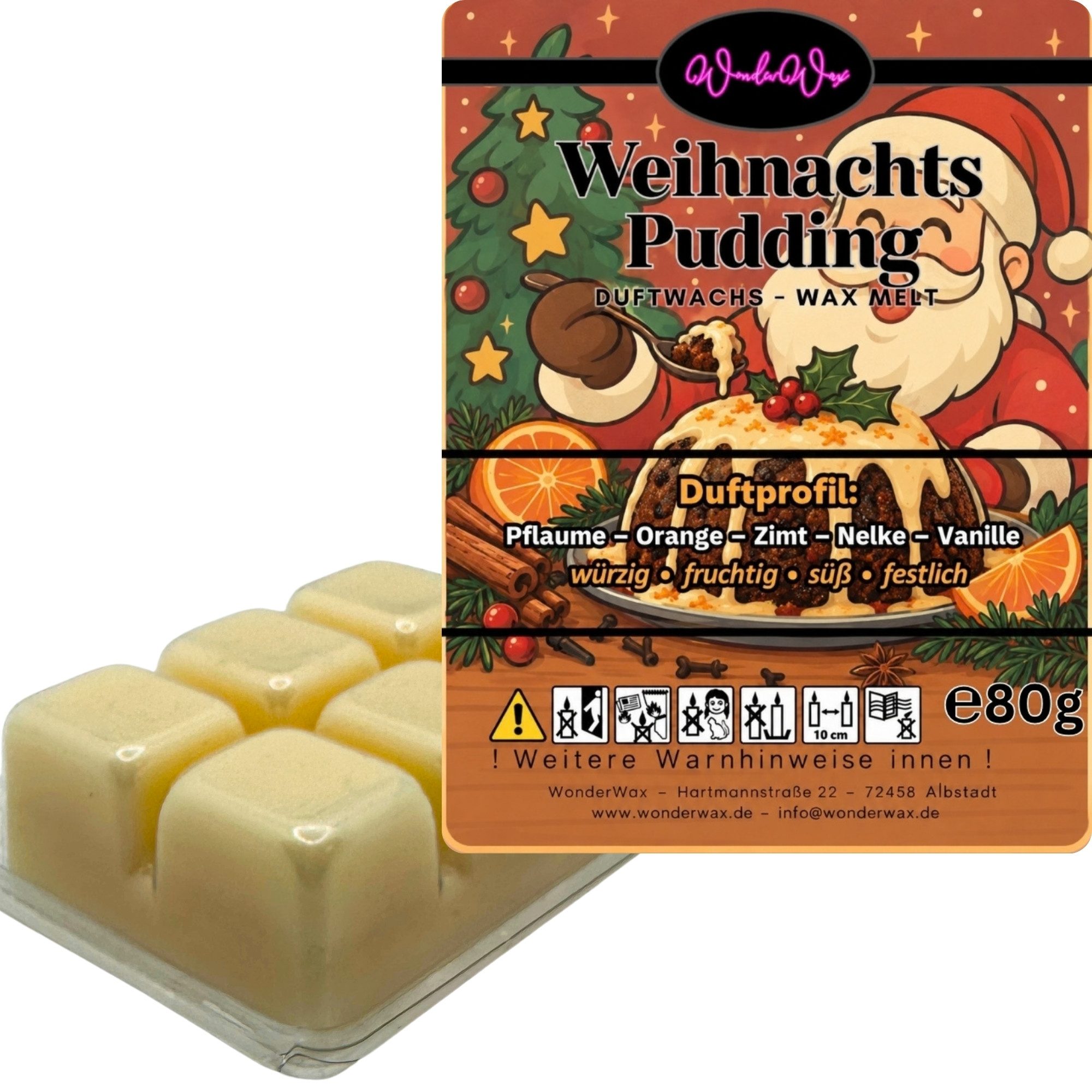 WonderWax Duftwachs WonderWax® Duftwachs Weihnachten 6 Würfel (Weihnachtspudding), Duftrichtung: Weihnachtspudding