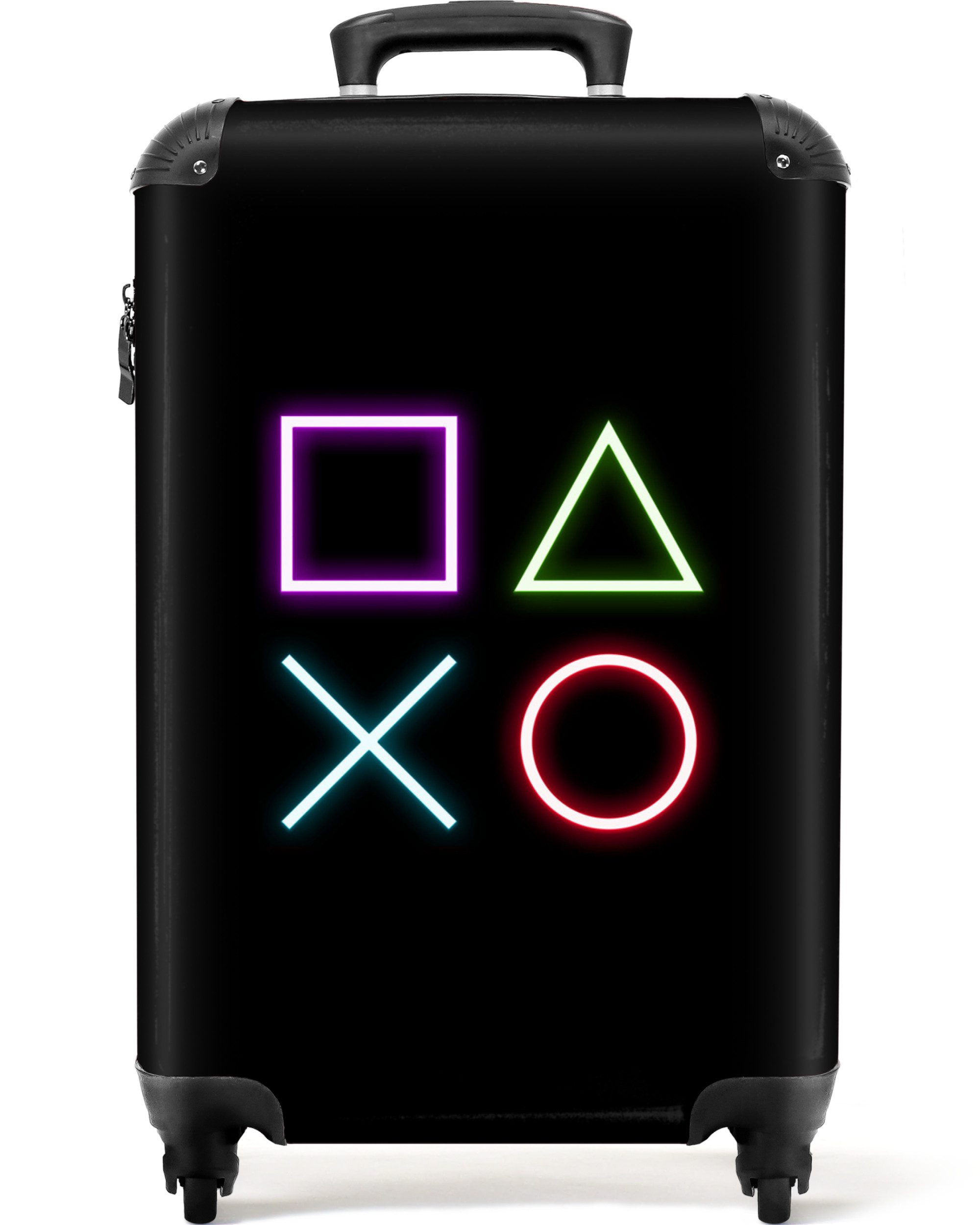 NoBoringSuitcases.com© Kinderkoffer Gaming - Neon - Jungen - Schwarz - Kind 55x35x20cm, 4 Rollen, Kinder Koffer Klein, Trolley Handgepäck, Reisekoffer
