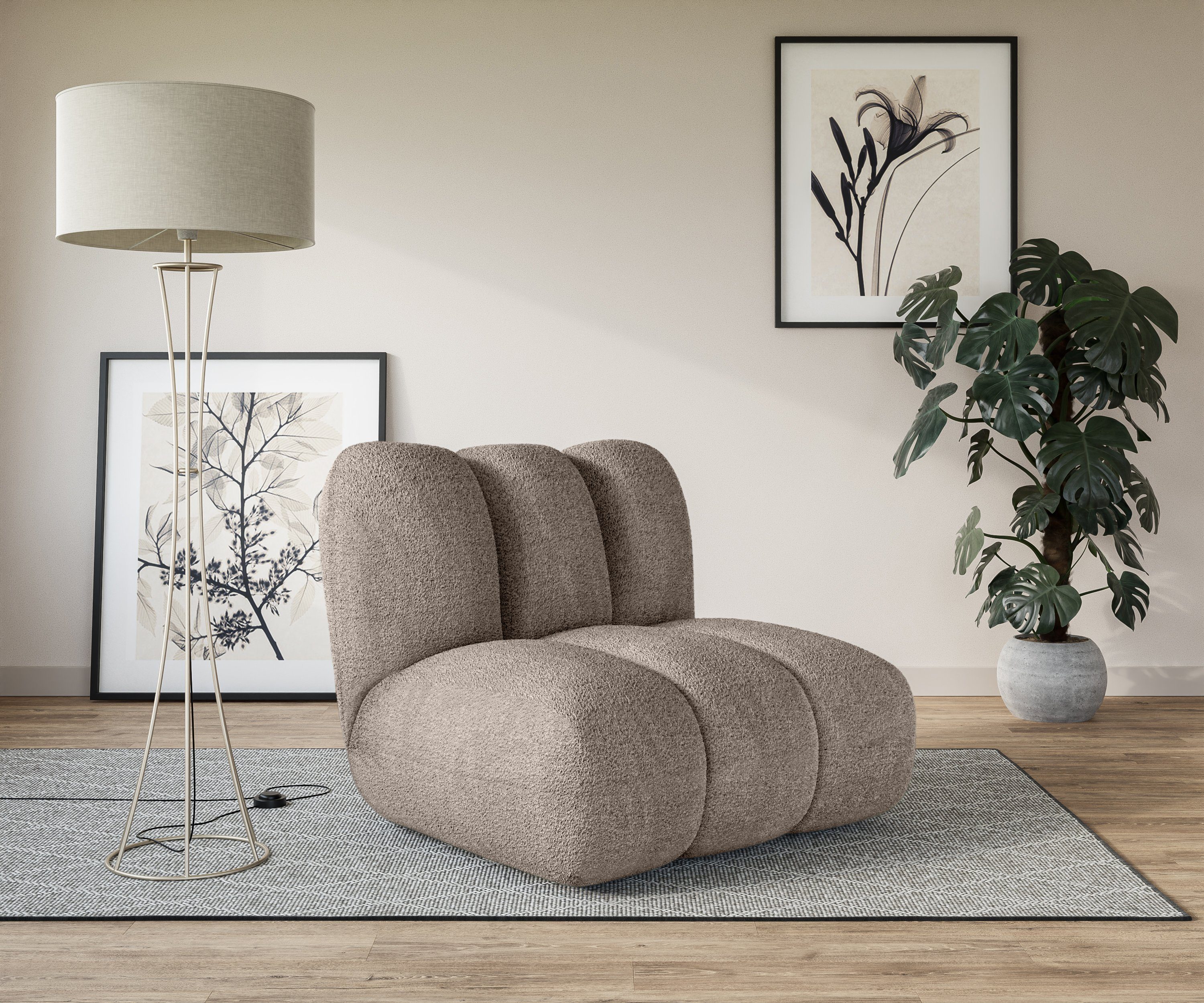 LeGer Home by Lena Gercke Кресла Priya Loungesessel, moderne Steppung, auch in Bouclé, perfektes Einzelstück, gemütlich und modern, B/T/H: 90/106/84 cm