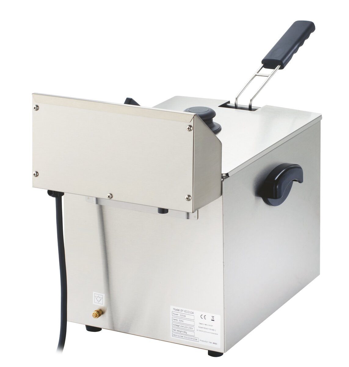 GastroHero Fritteuse Elektro Fritteuse ECO 10 Liter mit Ablasshahn Edelstahl, 3250 W