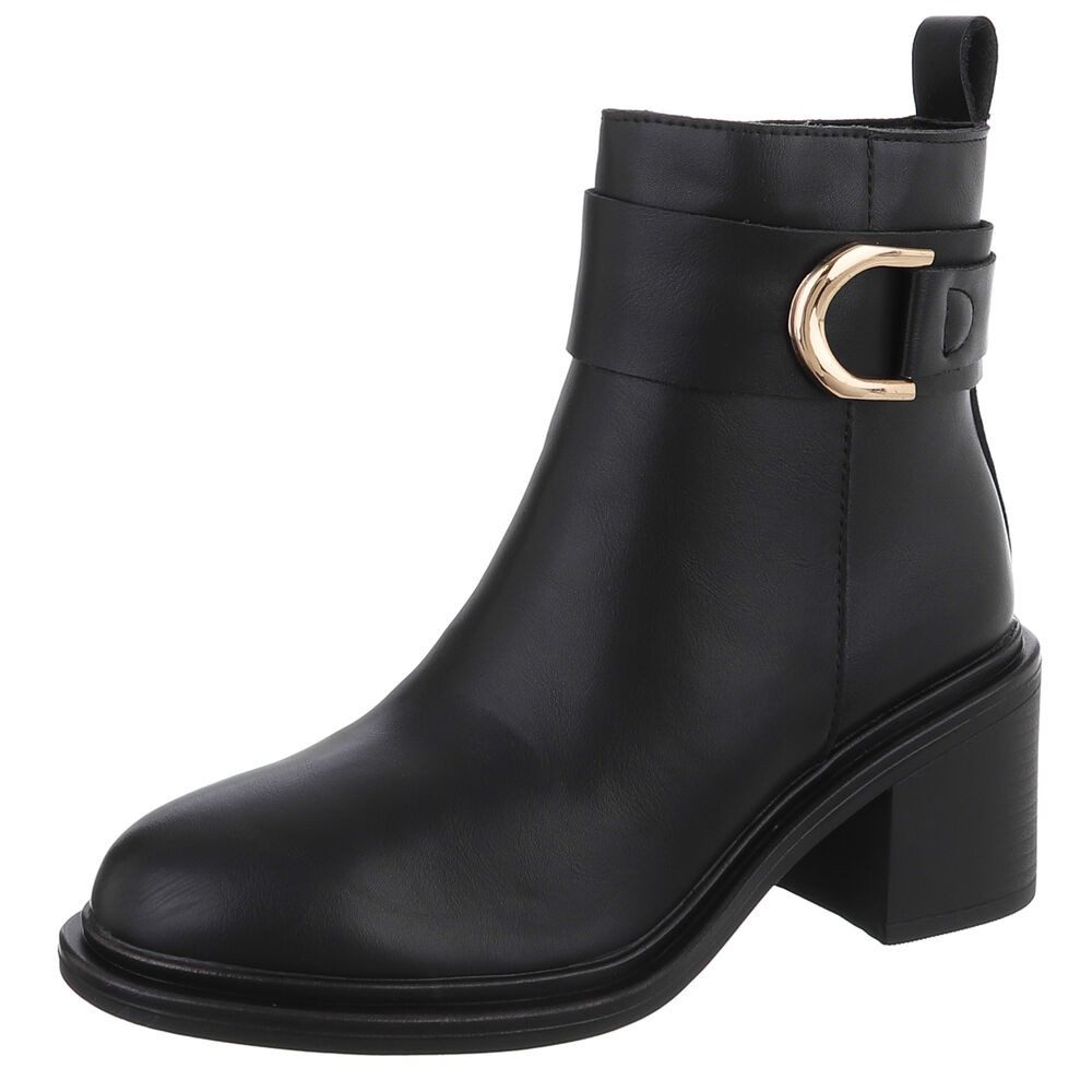 Ital-Design Elegante Stiefelette aus echtem Leder mit Absatz und Schnalle S günstig online kaufen