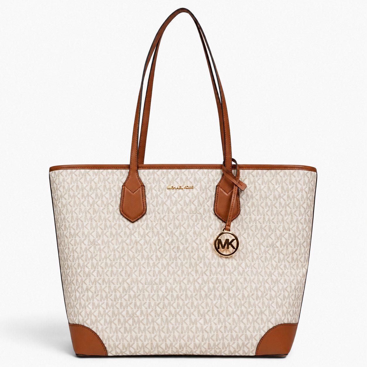 MICHAEL KORS Handtasche Michael Kors Shopper Eva Large mit Logomuster Vanille, Besatz: 60 % Polyurethan, 40 % Polyester