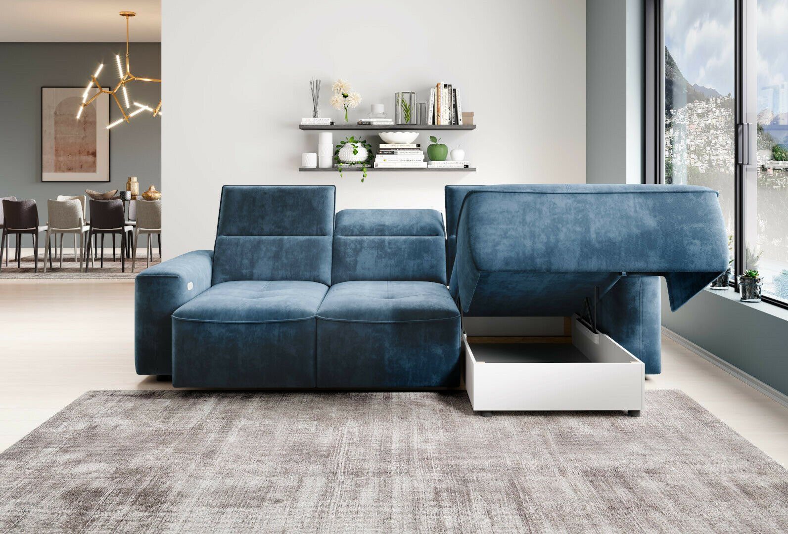 Couch, L in JVmoebel Ecksofa Made Multifunktion Grau Form Europe Design Couch Sofa Ecksofa
