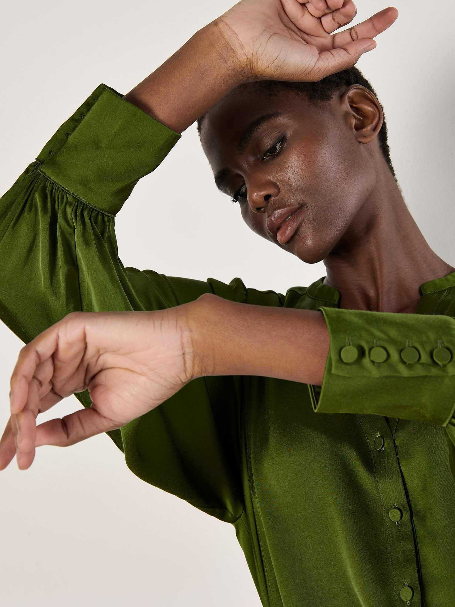 Apricot Hemdbluse Satinbluse mit Ballonärmeln günstig online kaufen