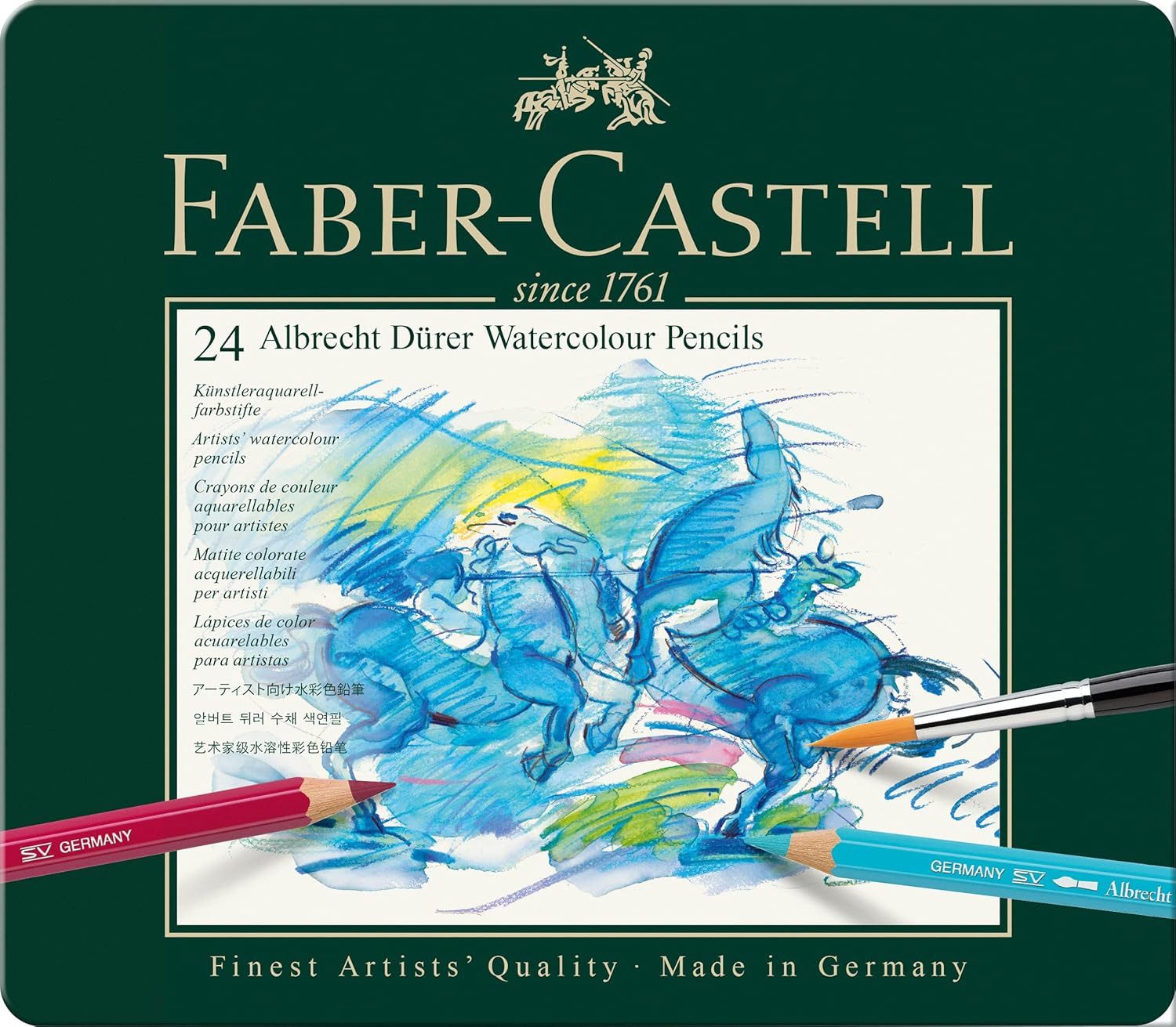 Faber-Castell Aquarellstifte Albrecht Dürer, Watercolor Pencils Aquarellstifte im Metalletui wasservermalbar
