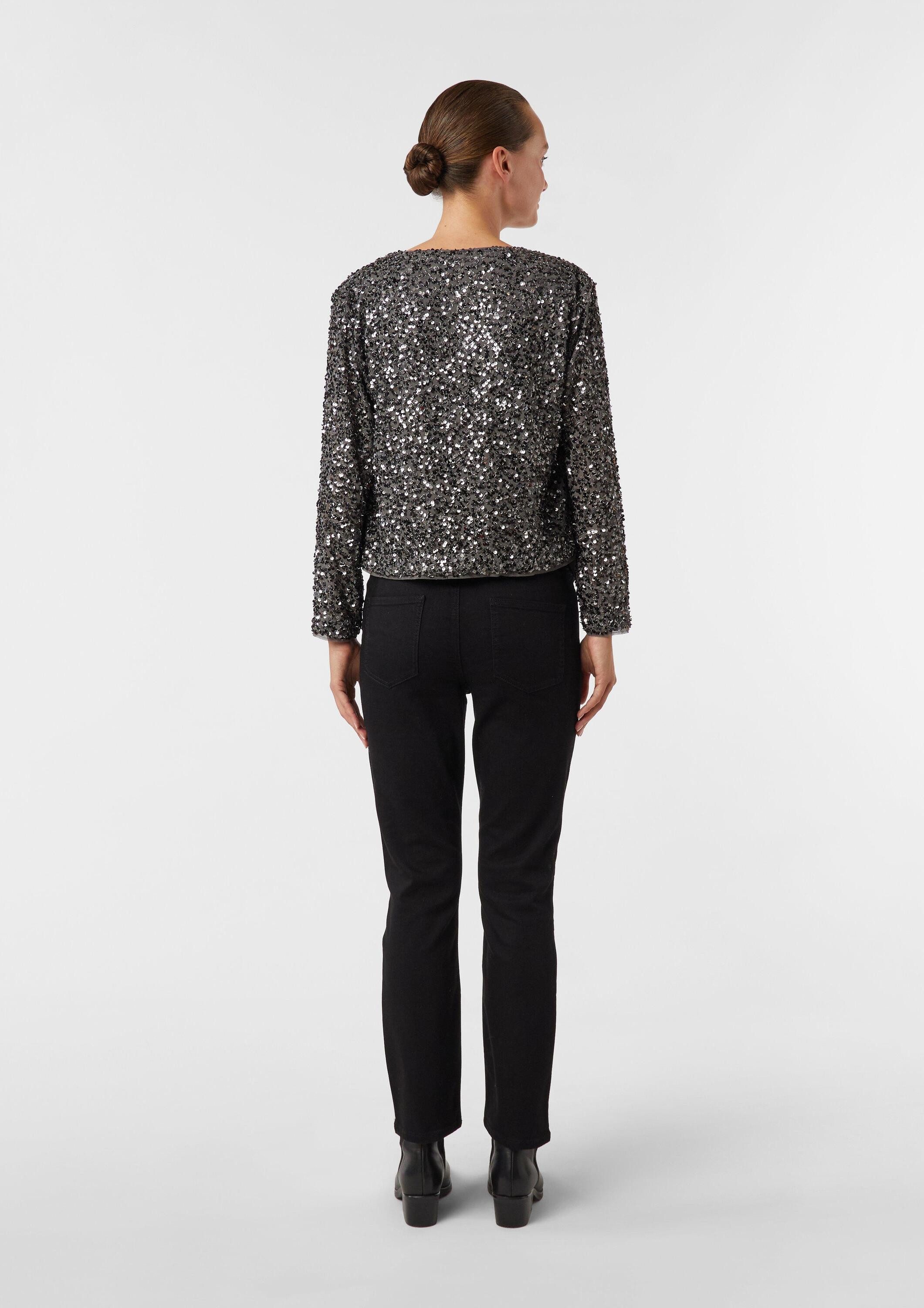 comma Jackenblazer Indoor-Blazer Blusenjacke mit Pailletten