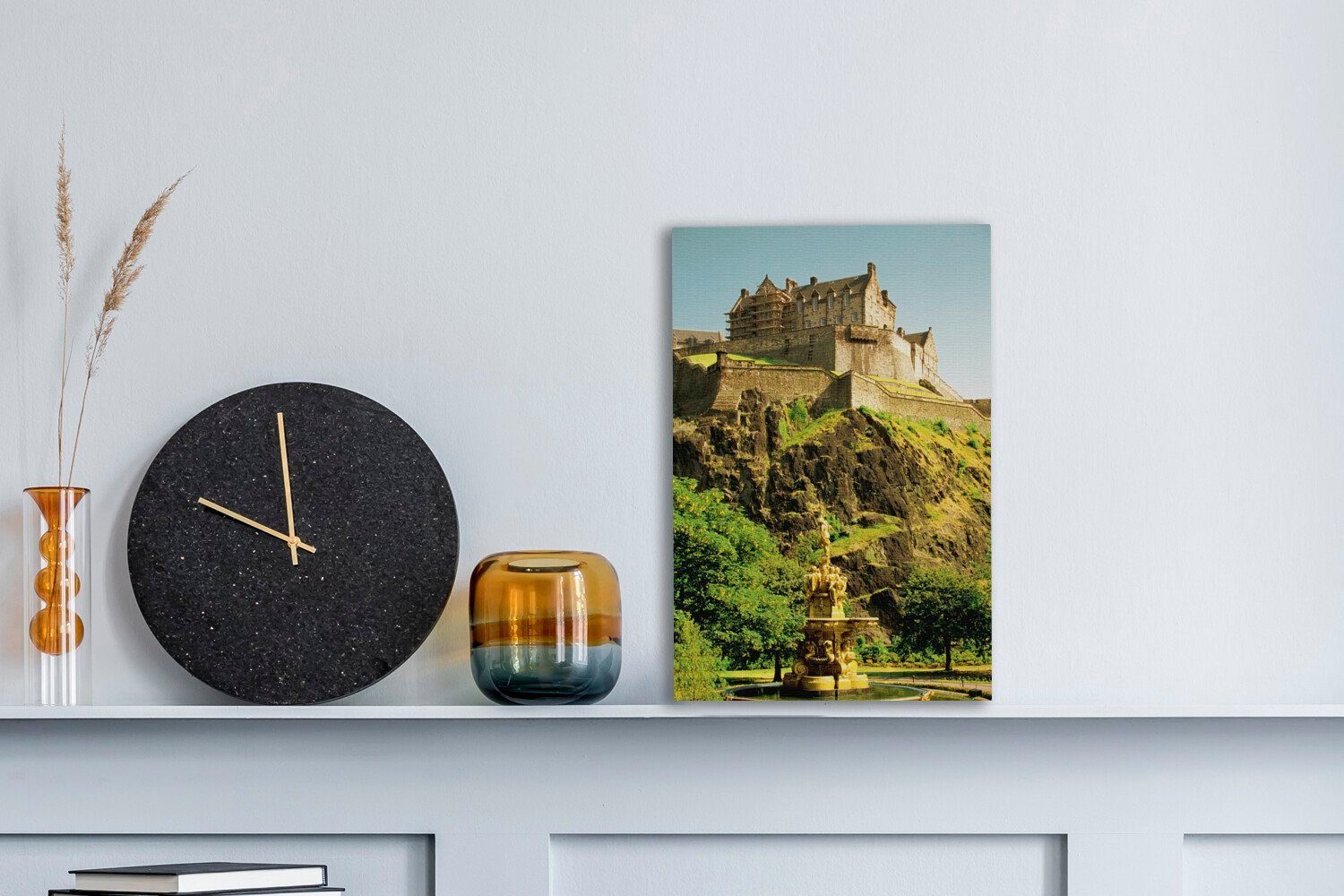 Schottland - OneMillionCanvasses® inkl. cm fertig Zackenaufhänger, St), (1 - Schloss, bespannt England Leinwandbild Leinwandbild Gemälde, 20x30