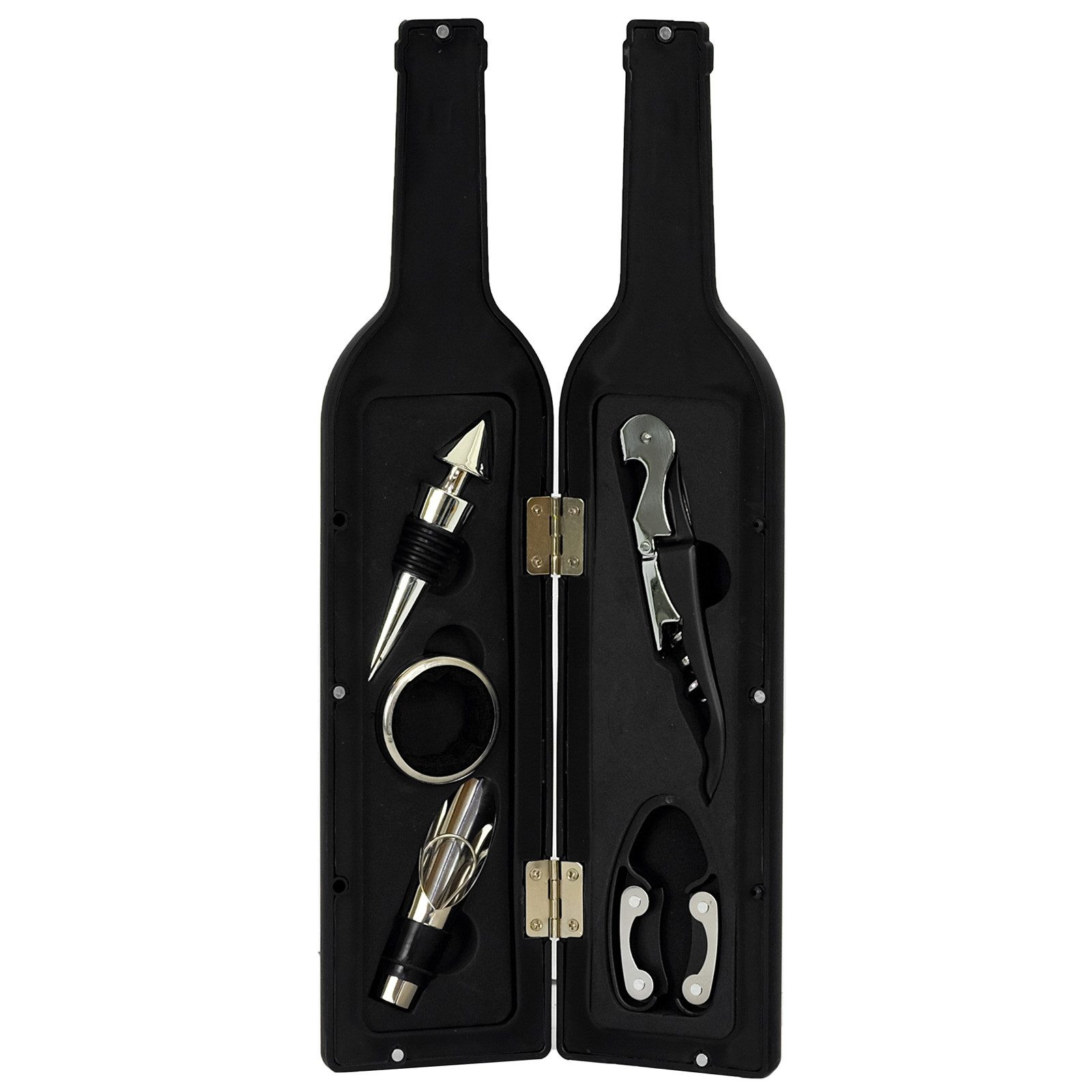 4BIG.fun Kochbesteck-Set Weinzubehör-Set 5 tlg. Geschenkset Weinaccessoires (Weinkorkenzieher, Weinausgießer, Weinkapselschneider, Tropfring, Flaschenverschluss, 5-tlg)