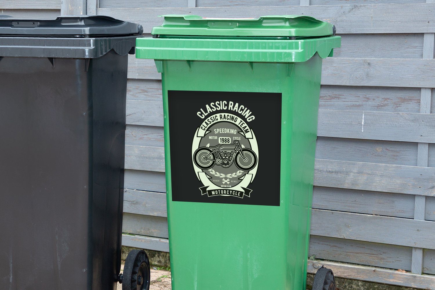 (1 Sticker, - Mülleimer-aufkleber, Abfalbehälter - Mülltonne, Motorrad St), Zitat MuchoWow Container, Vintage Briefe Wandsticker -