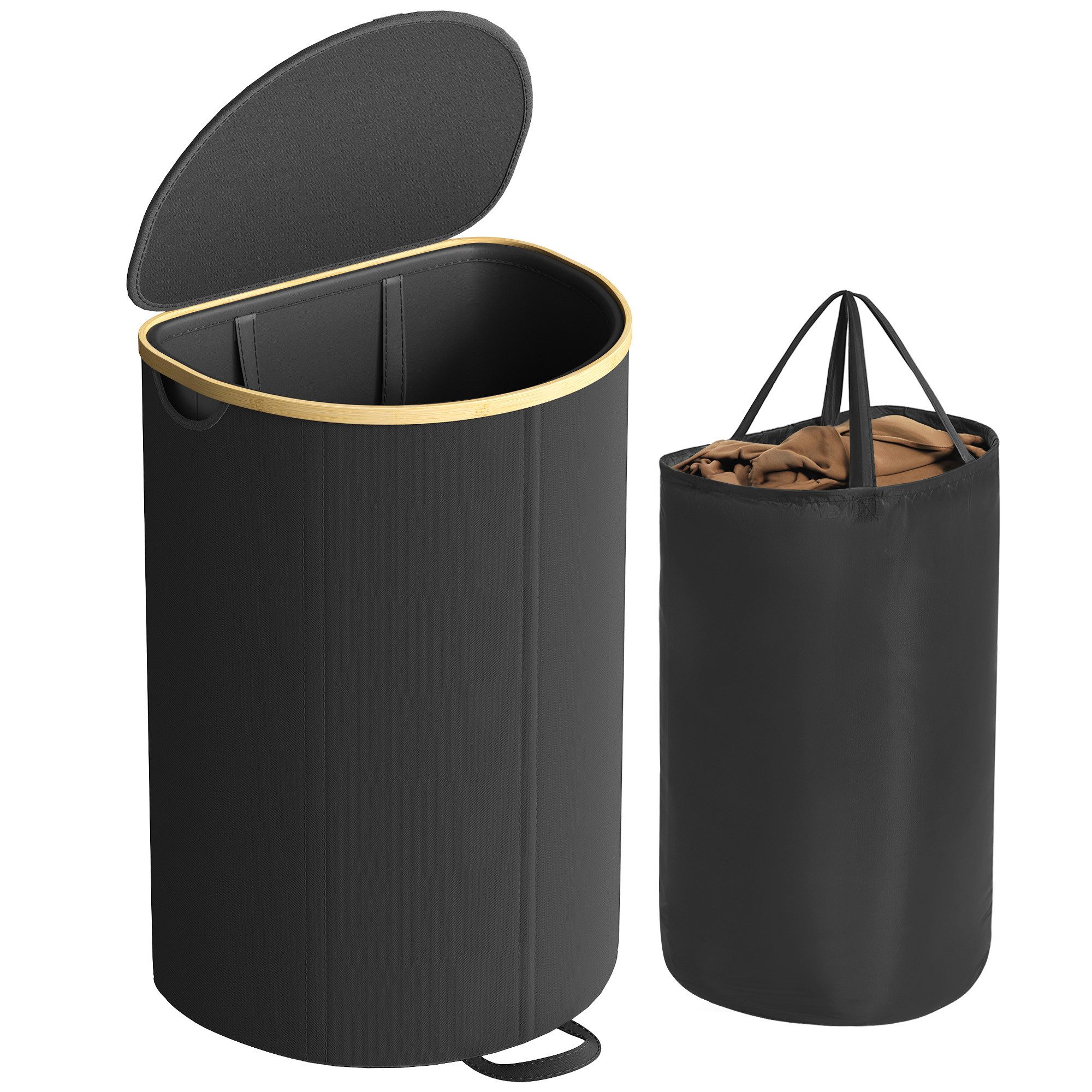 SONGMICS Wäschekorb (1 St), Wäschekorb, 90 Liter, Deckel, herausnehmbarer W günstig online kaufen