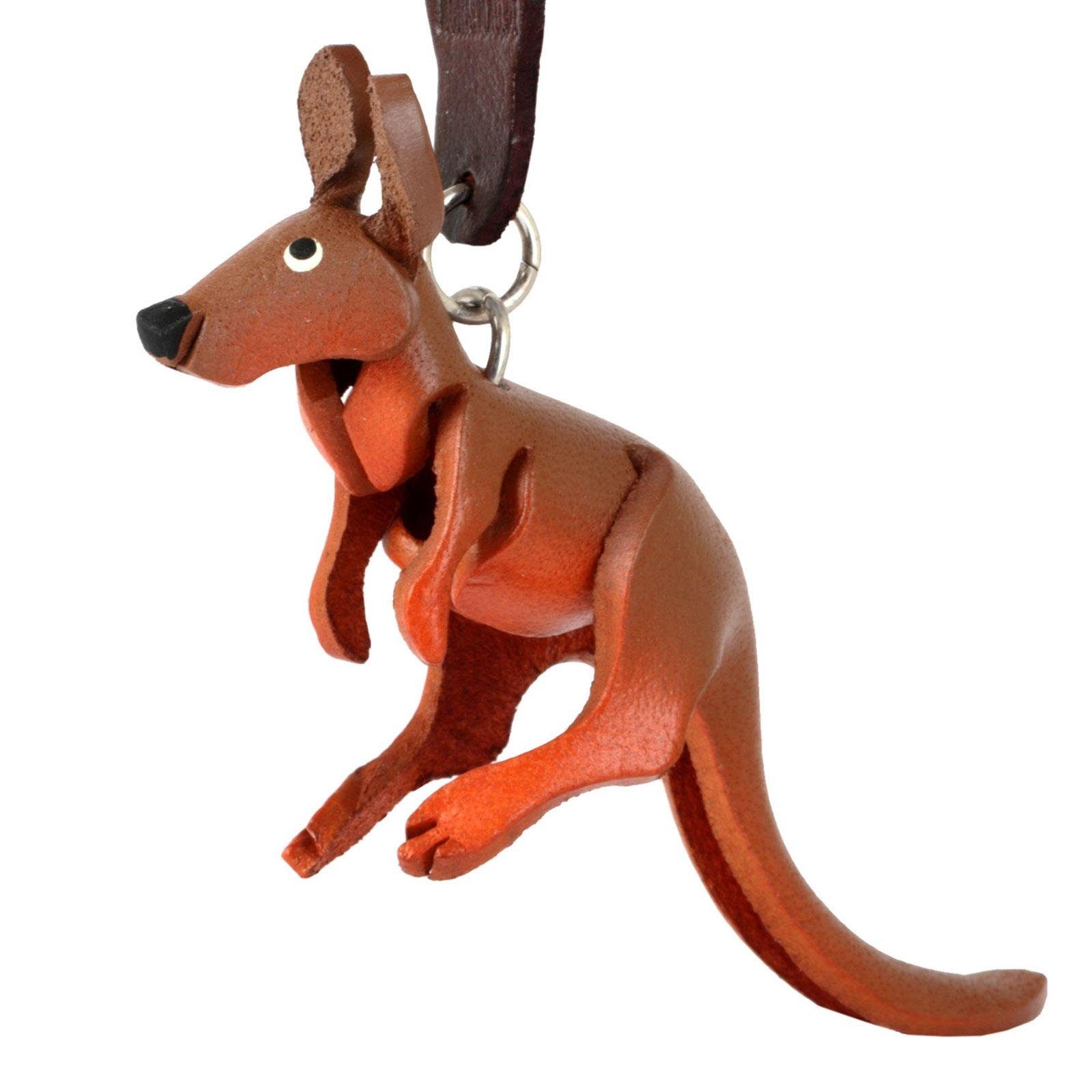 Monkimau Schlüsselanhänger Känguru Schlüsselanhänger Leder Tier Figur (Packung)