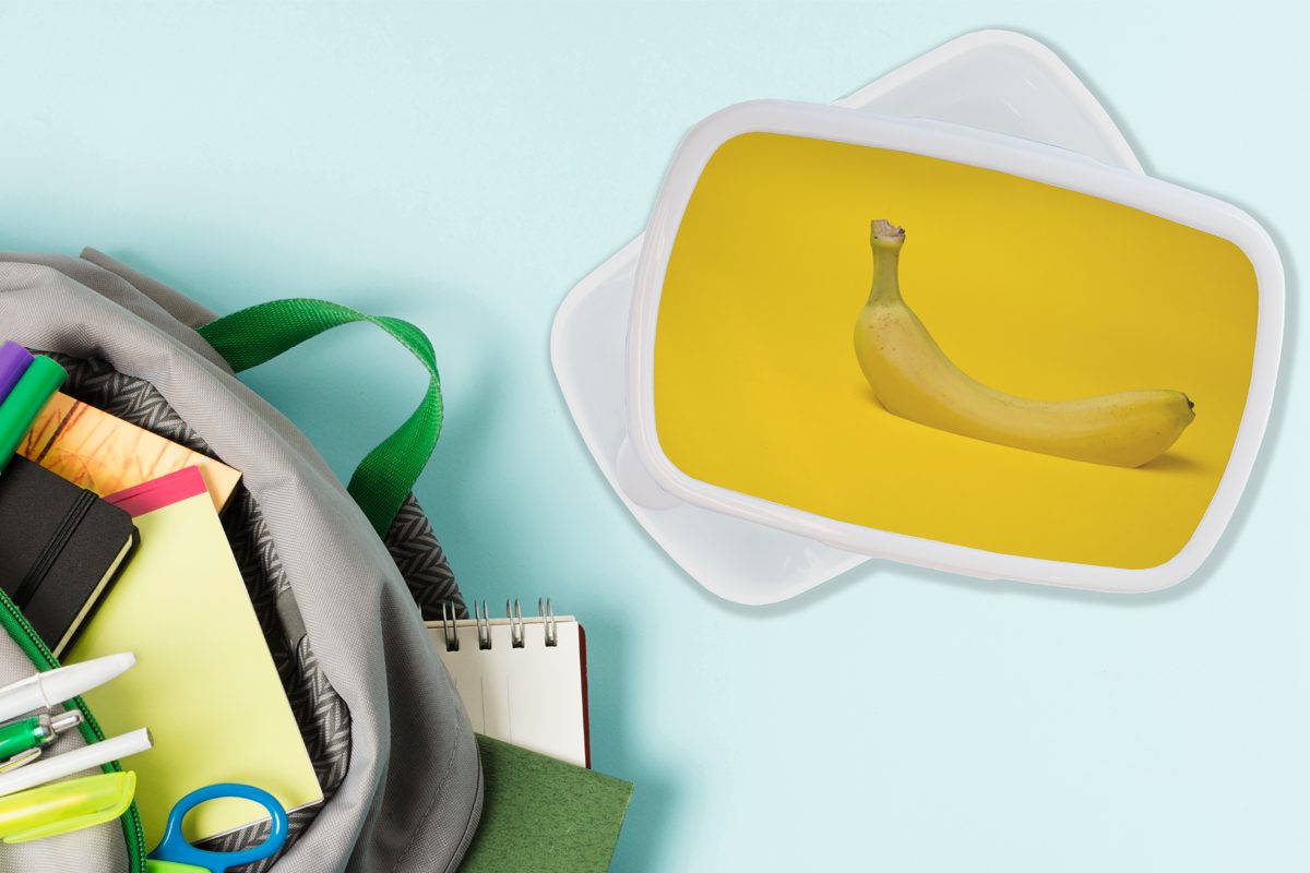 Kunststoff, - (2-tlg), Banane Lunchbox Mädchen für Jungs Erwachsene, Obst für Kinder Brotbox Brotdose, MuchoWow und Gelb, und weiß -