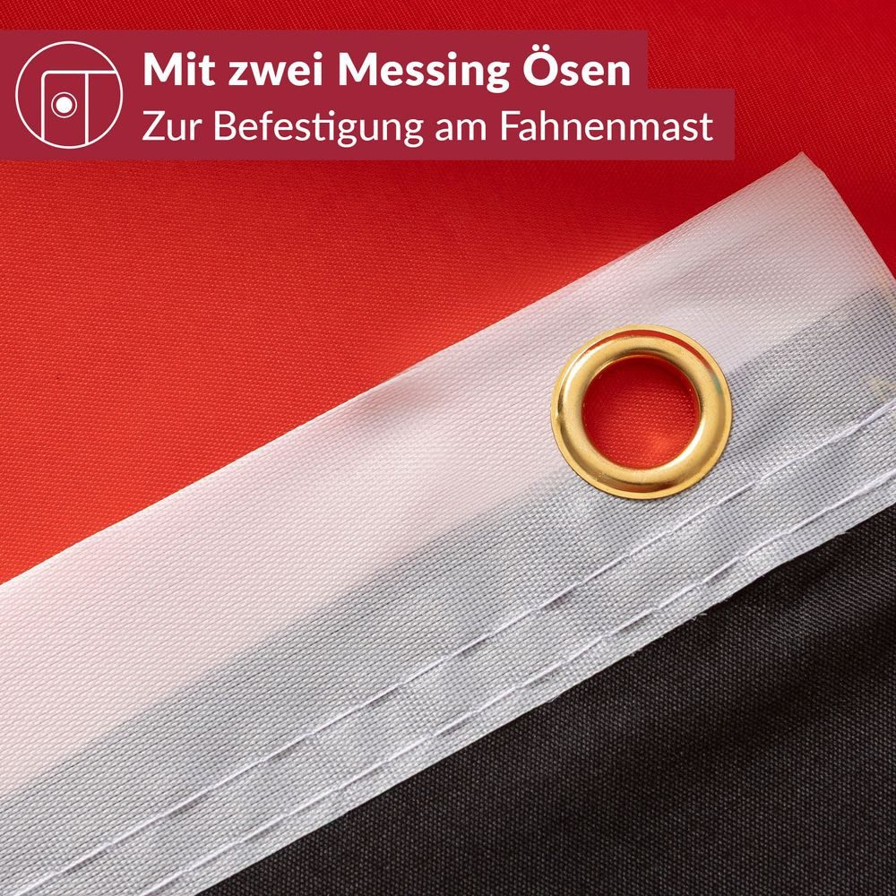 PHENO FLAGS Flagge Deutschland Flagge - Deutsche Fahne (Hissflagge für Fahnenmast), Inkl. 2 Messing Ösen