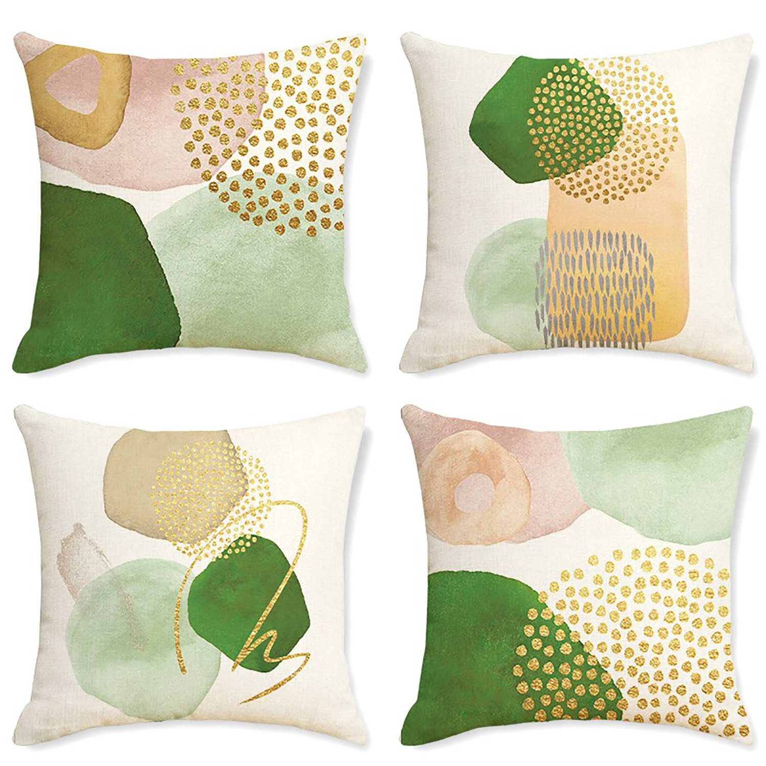 Kissenbezug 45x45cm 4er set Kissenhüllen Boho Kissenbezüge Modern Abstrakt Kunst