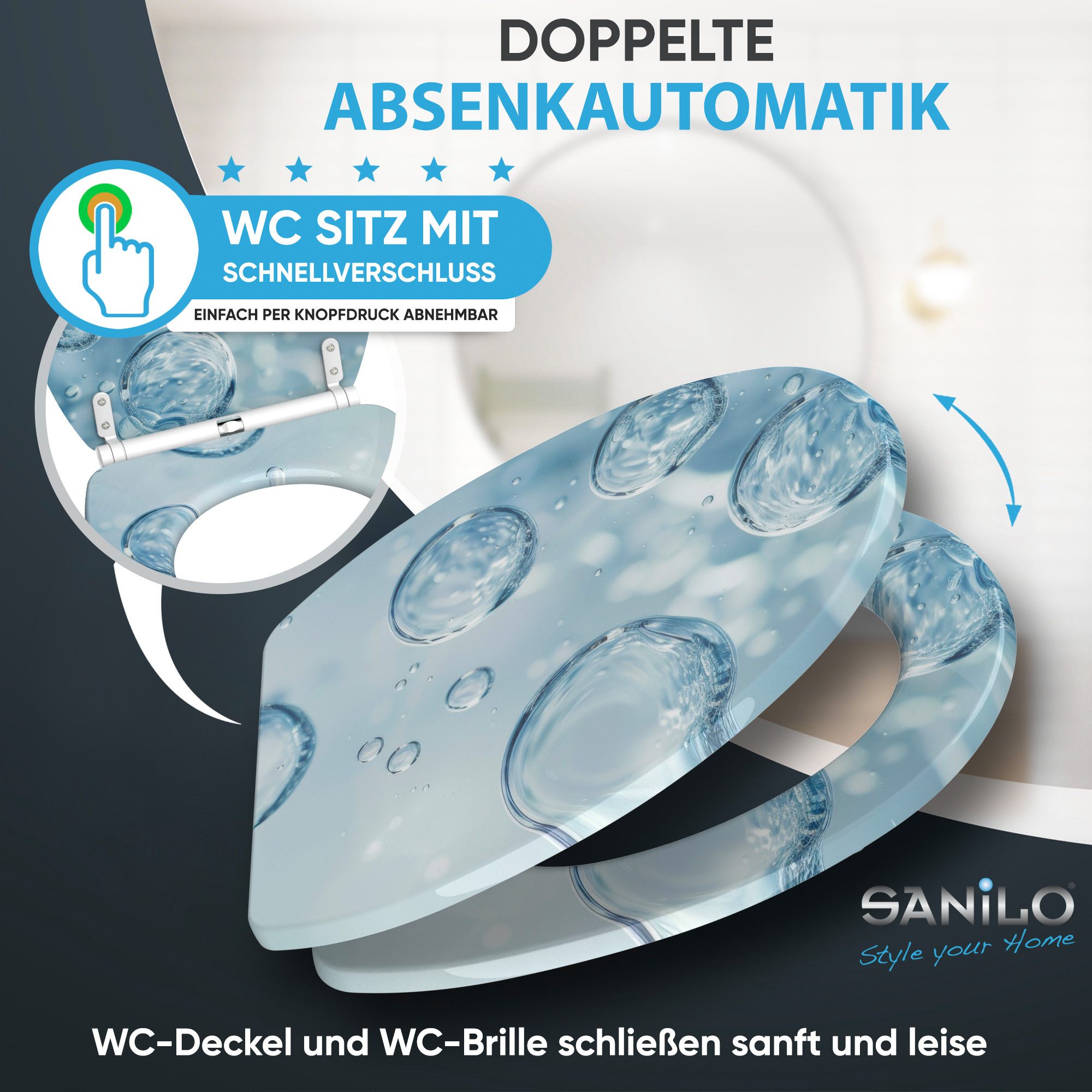 Sanilo WC-Sitz mit Absenkautomatik & Top Fix in vielen Designs, hochwertig, abnehmbar, leichte Montage von oben, mit Schraubenzieher – Bild 3 von 5