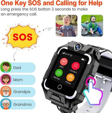 ele eleoption für Kinder Mädchen Jungen, GPS IP67 Wasserdicht Smartwatch (Android / iOS), mit 4G 360° Dual-Kamera WiFi Video Telefonanruf SOS Schrittzähler