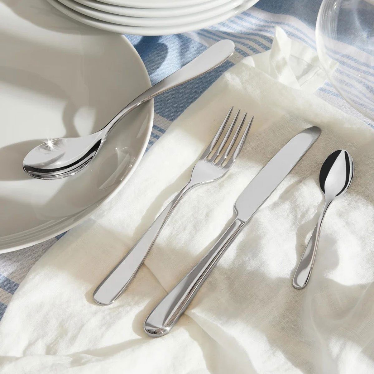 Alessi 6 Stück Kaffeelöffel Nuovo Milano - Glänzende Edelstahl Löffel, Designklassiker