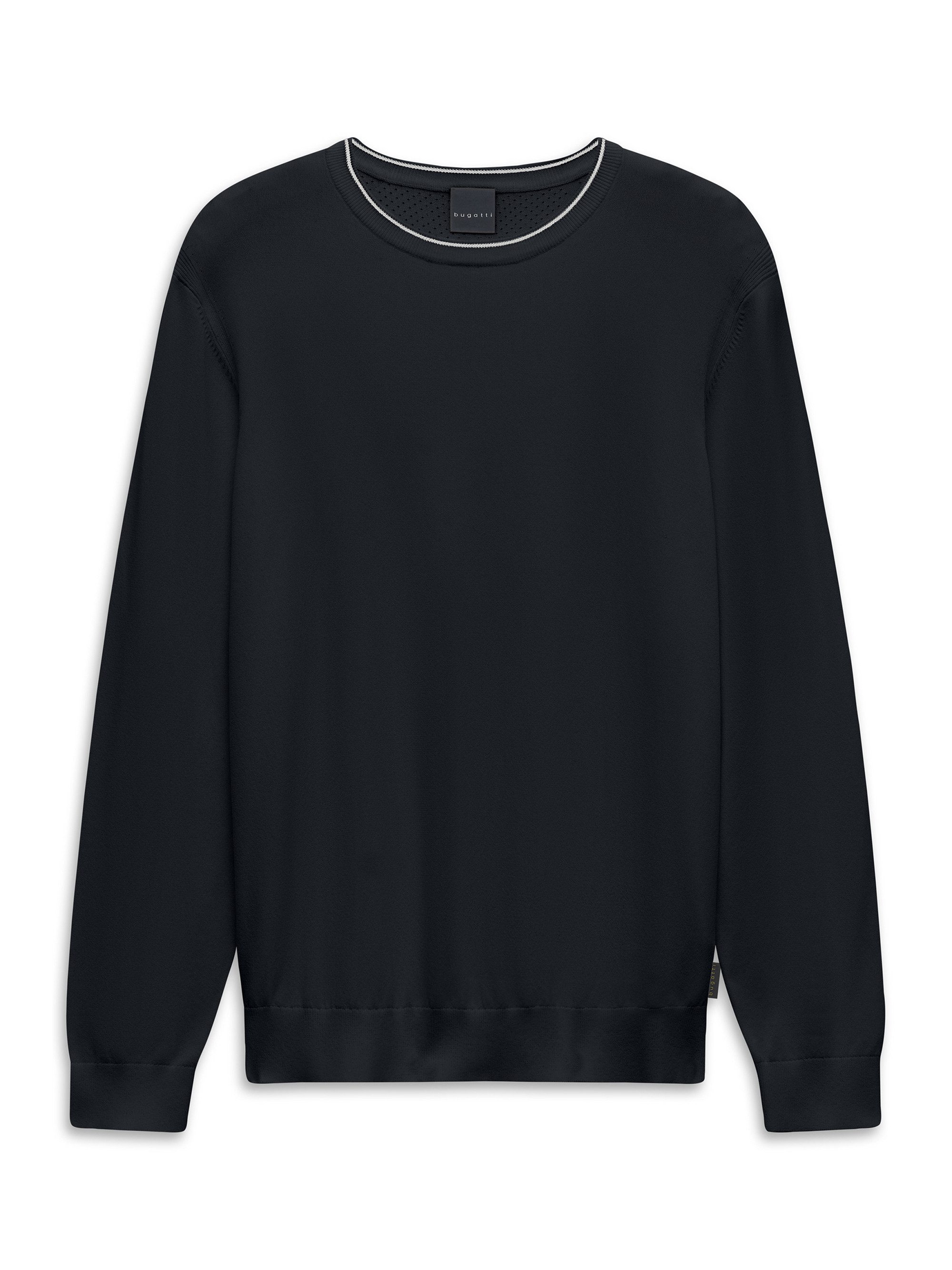 bugatti Rundhalspullover Regular Fit Regular Fit Viskosemix Rundhals