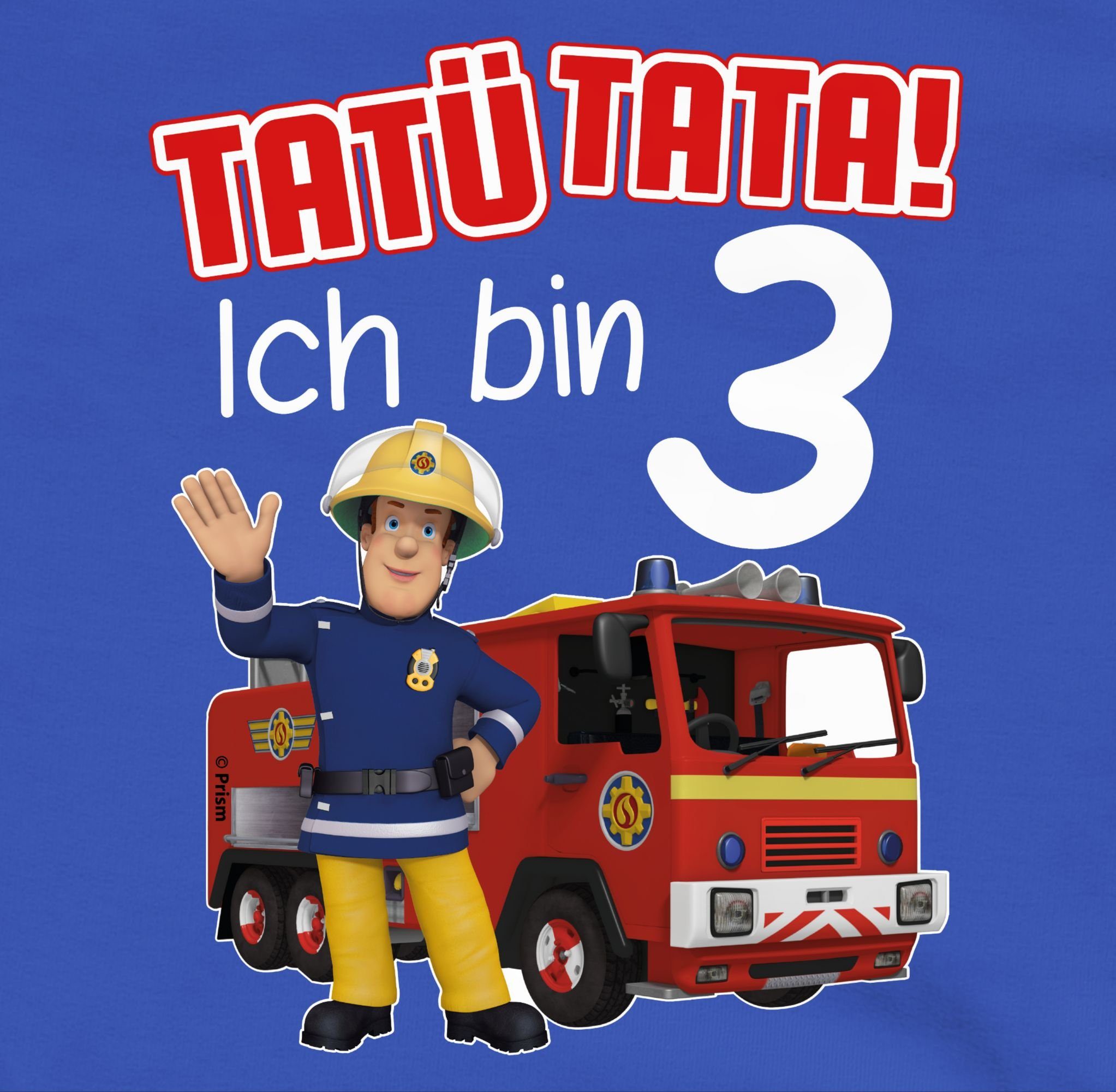 3 Ich Geburtstag Tata! bin Feuerwehrmann Mädchen Shirtracer Hoodie Sam Tatü Royalblau 2