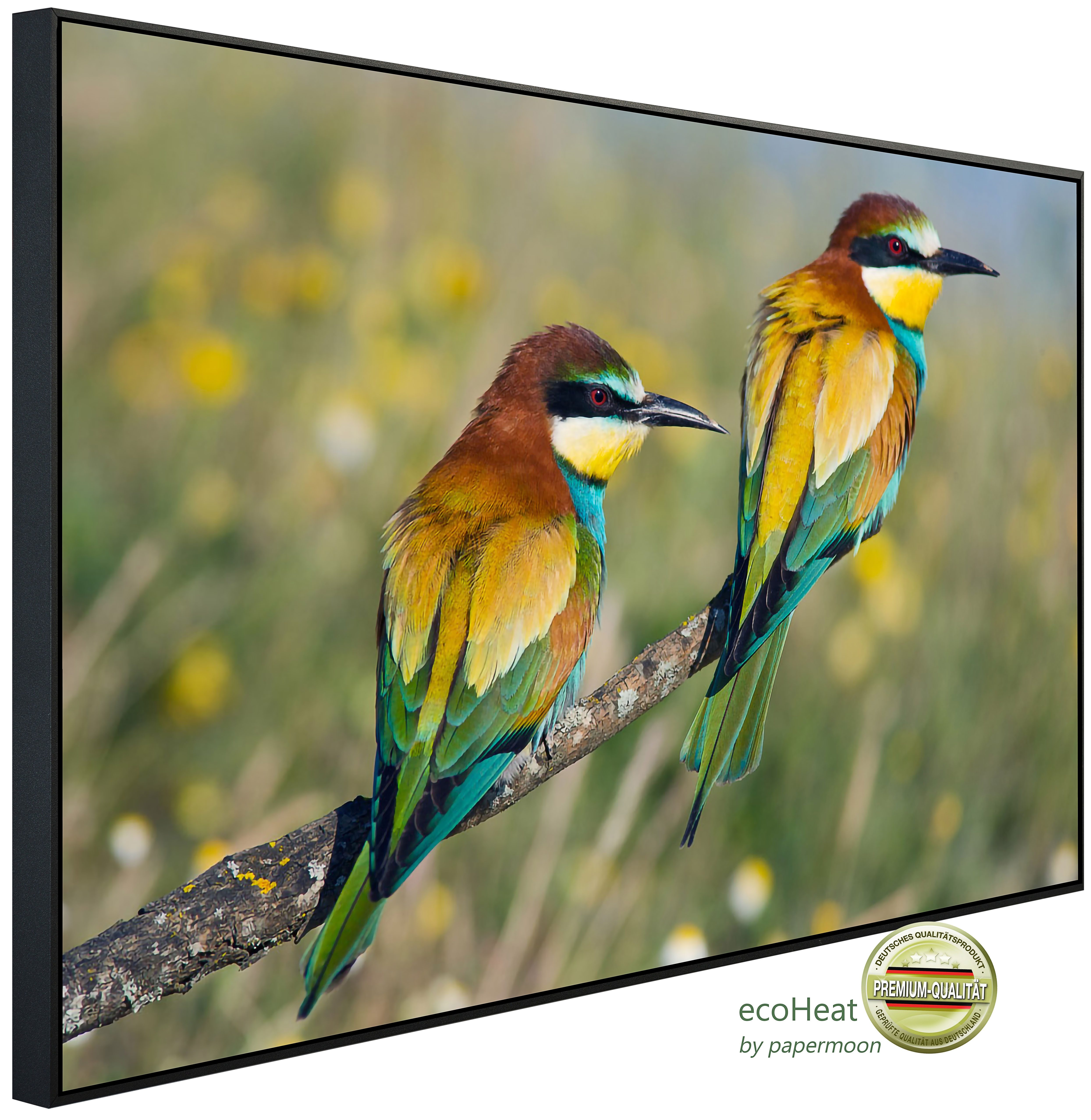 Papermoon Infrarotheizung INFRAROT-BILD-HEIZUNG, Vogelpaar, TÜV-Rheinland/GS zertifiziert, angenehme Strahlungswärme