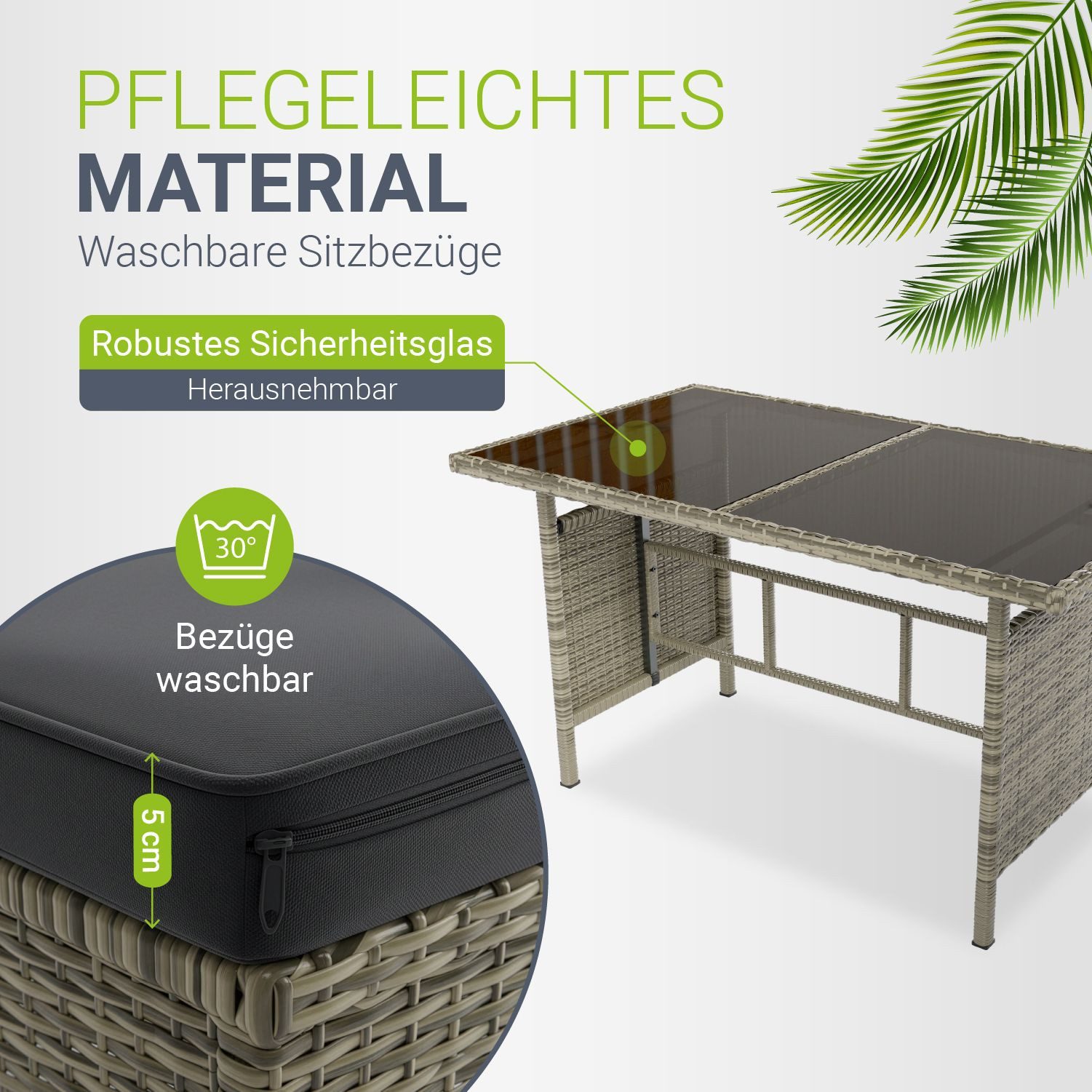 Juskys Gartenlounge-Set Manacor, (Gartenlounge), Polyrattan Gartenmöbel-Set mit Garten-Sofa, Garten-Tisch und 2 Hocker