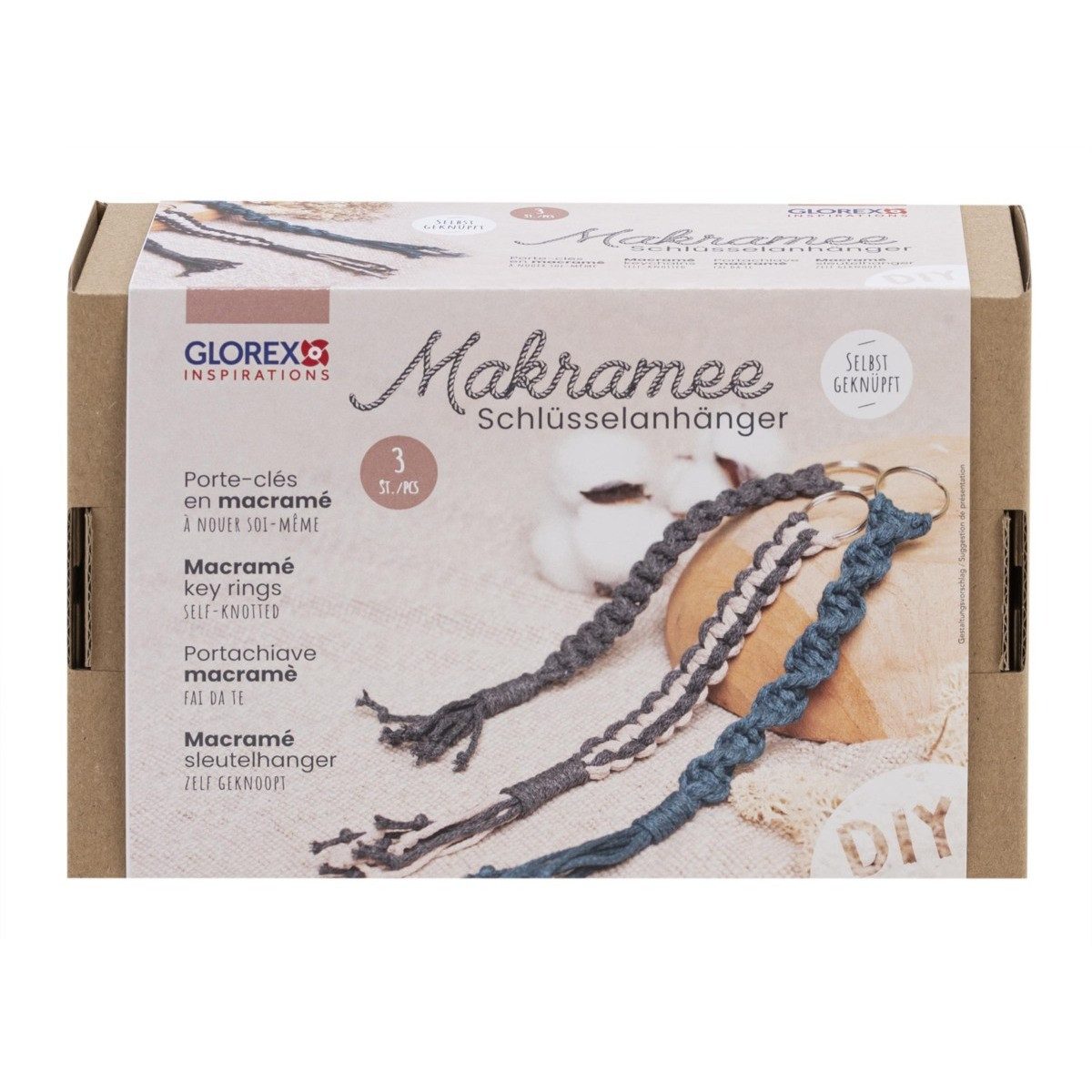 Glorex Schlüsselanhänger GLOREX Bastelset Makramee Schlüsselanhänger
