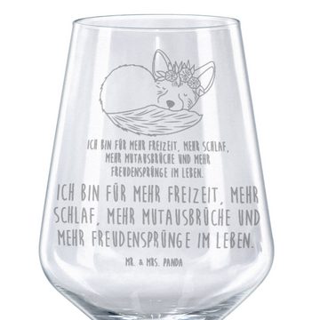 Mr. & Mrs. Panda Rotweinglas Wüstenfuchs Blumen - Transparent - Geschenk, Blumenkranz, Spülmaschin, Premium Glas, Stilvolle Gravur