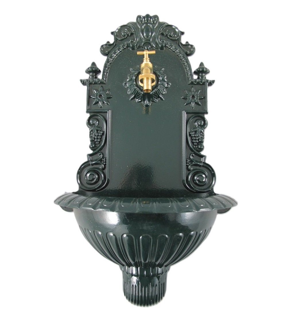 Linoows Gartenbrunnen Wandbrunnen Nostalgie Brunnen Garten Wasserbecken, Gartebrunnen 60 cm., Retro Wasserstelle mit Messing Hahn