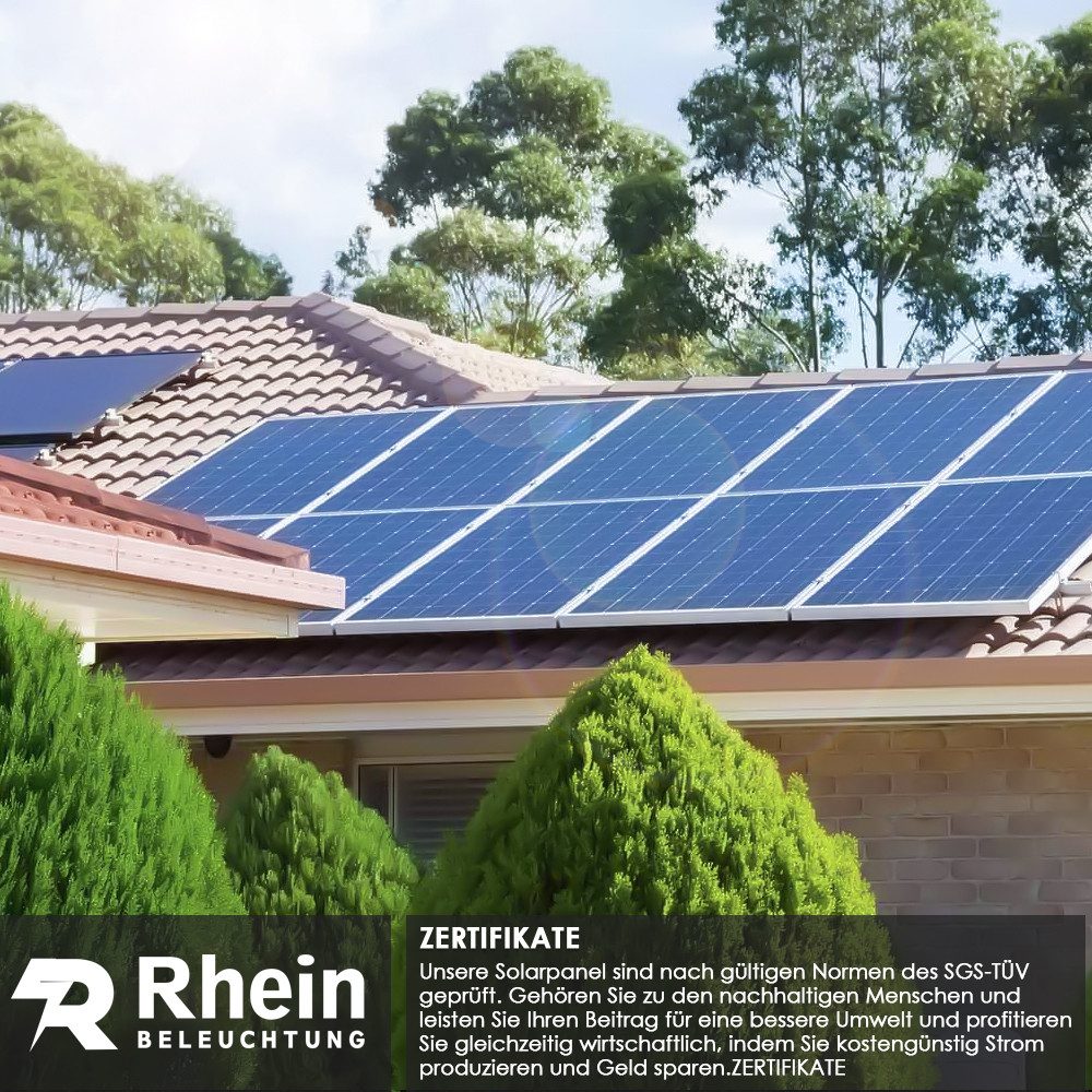 Rhein Beleuchtung Solarmodul 500W Solaranlage Set für Hütten und Wohnmobil, (Inkl. 40A MPPT-Regler, Y-Kabel, 2×250W Module, Plug & Play), Mit Halbzellen-Technologie, IP65 wasserdicht, hohe Leistung