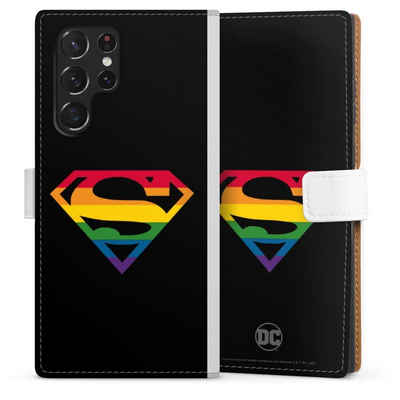 DeinDesign Handyhülle Superman Regenbogen Offizielles Lizenzprodukt, Samsung Galaxy S22 Ultra Hülle Handy Flip Case Wallet Cover