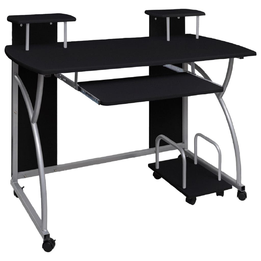 vidaXL Schreibtisch Computertisch Schwarz 110x52x88,5 cm Holzwerkstoff