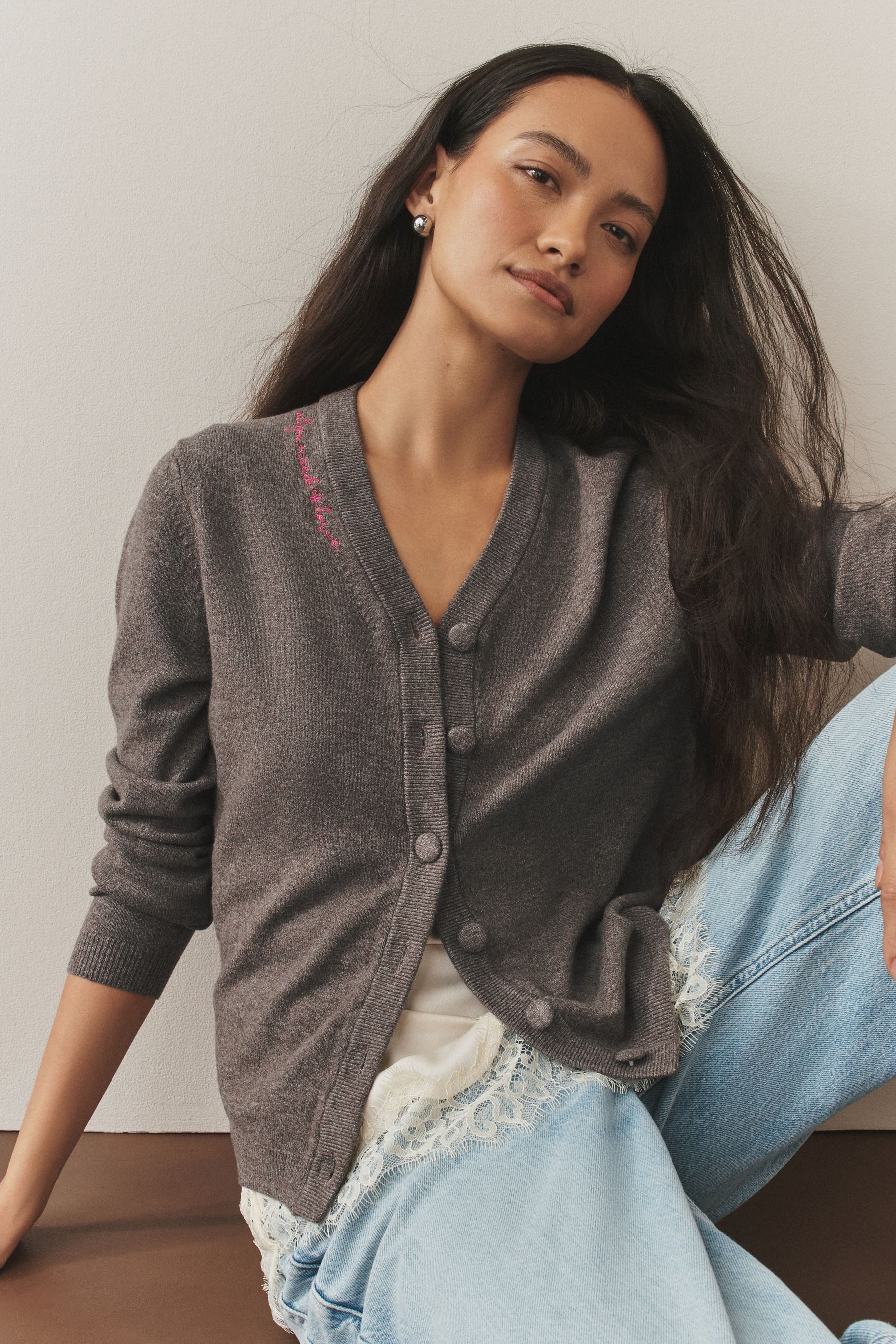 Next Cardigan Superweiche Strickjacke mit V-Ausschnitt (1-tlg)